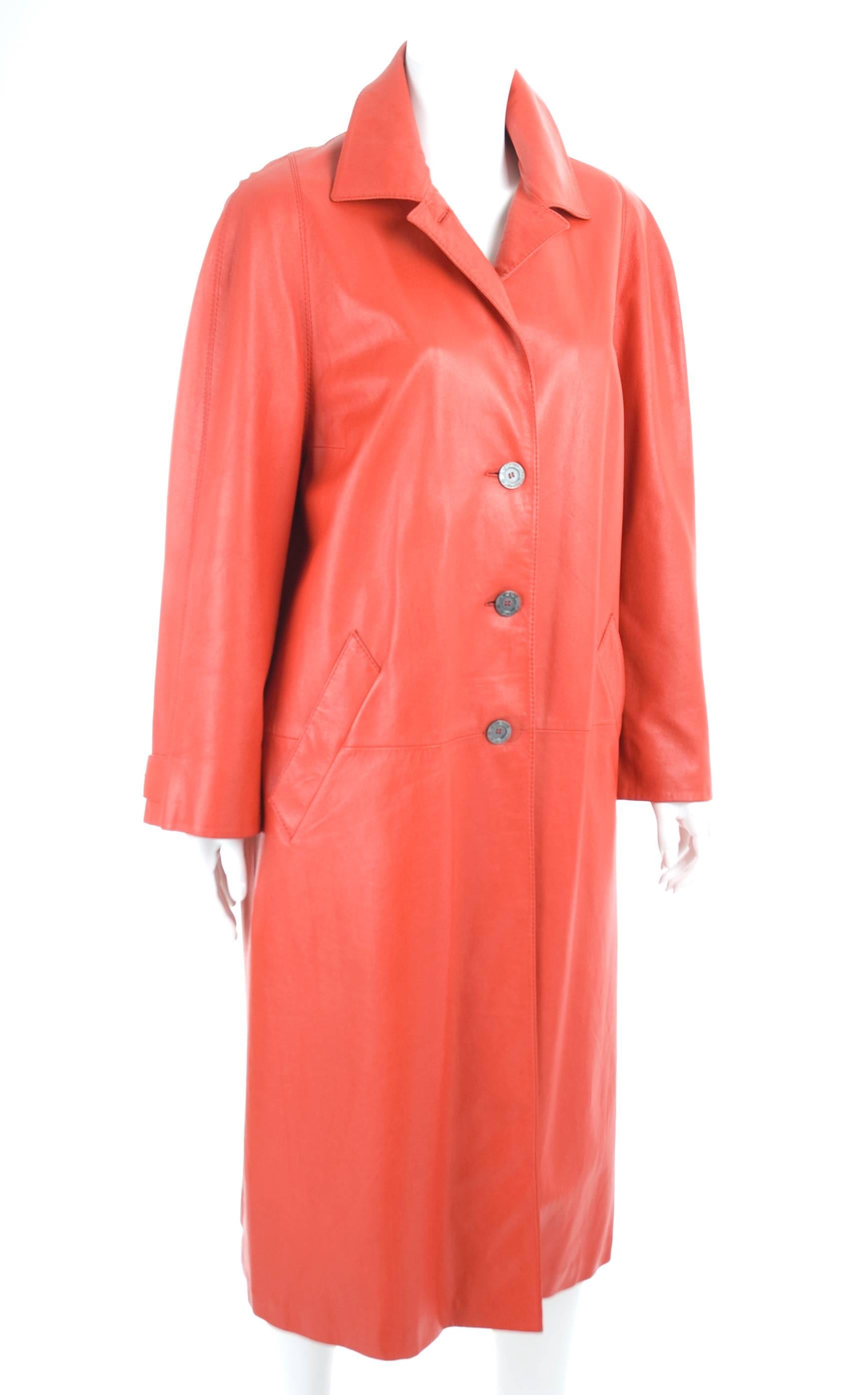 Vintage Hermes Sport Red Leather Coat in Red For Sale 1