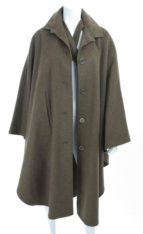 Vintage Hermes Cashmere/Wool Cape with Leather Trim at 1stDibs