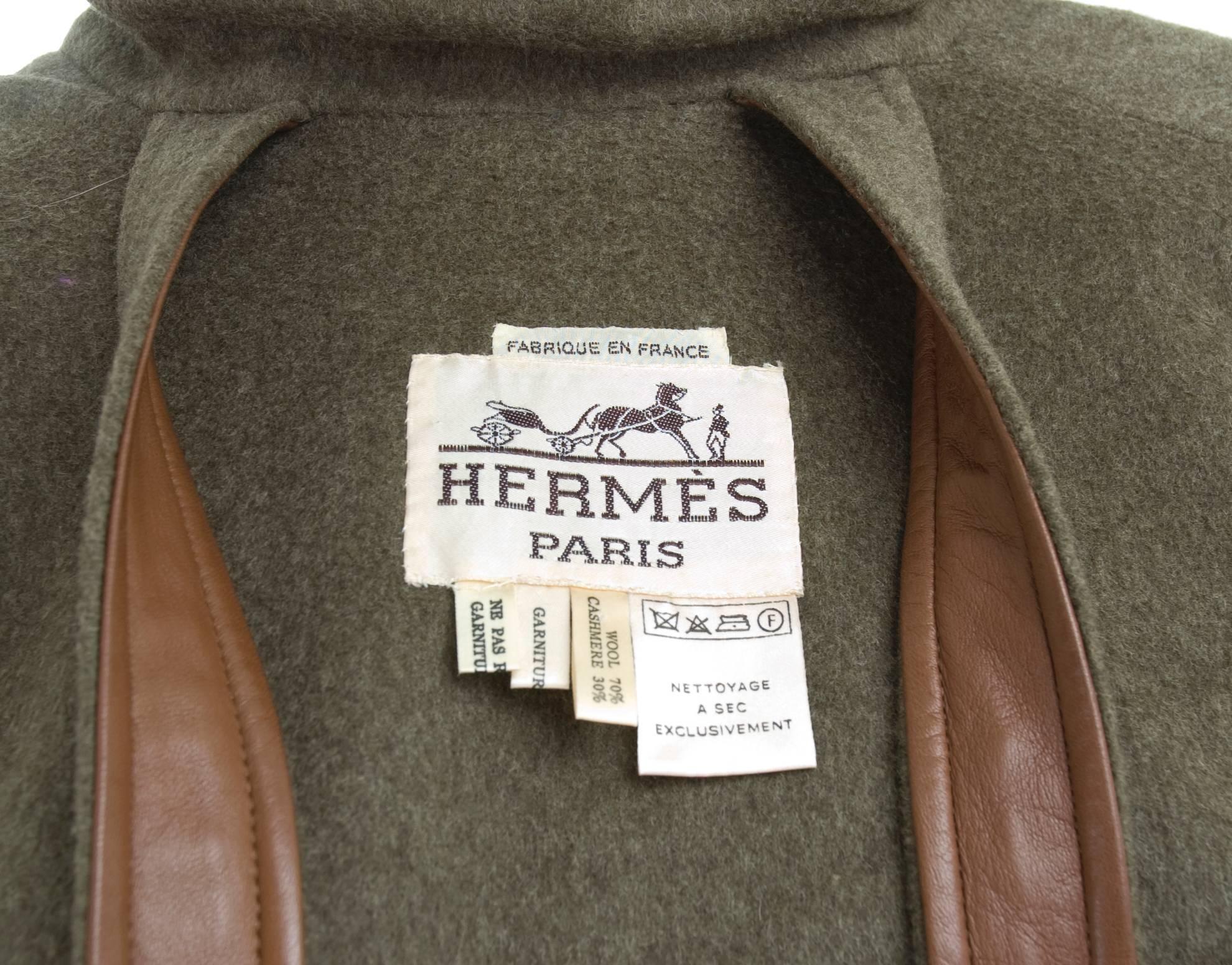 Vintage Hermes Cashmere/Wool Cape with Leather Trim 4