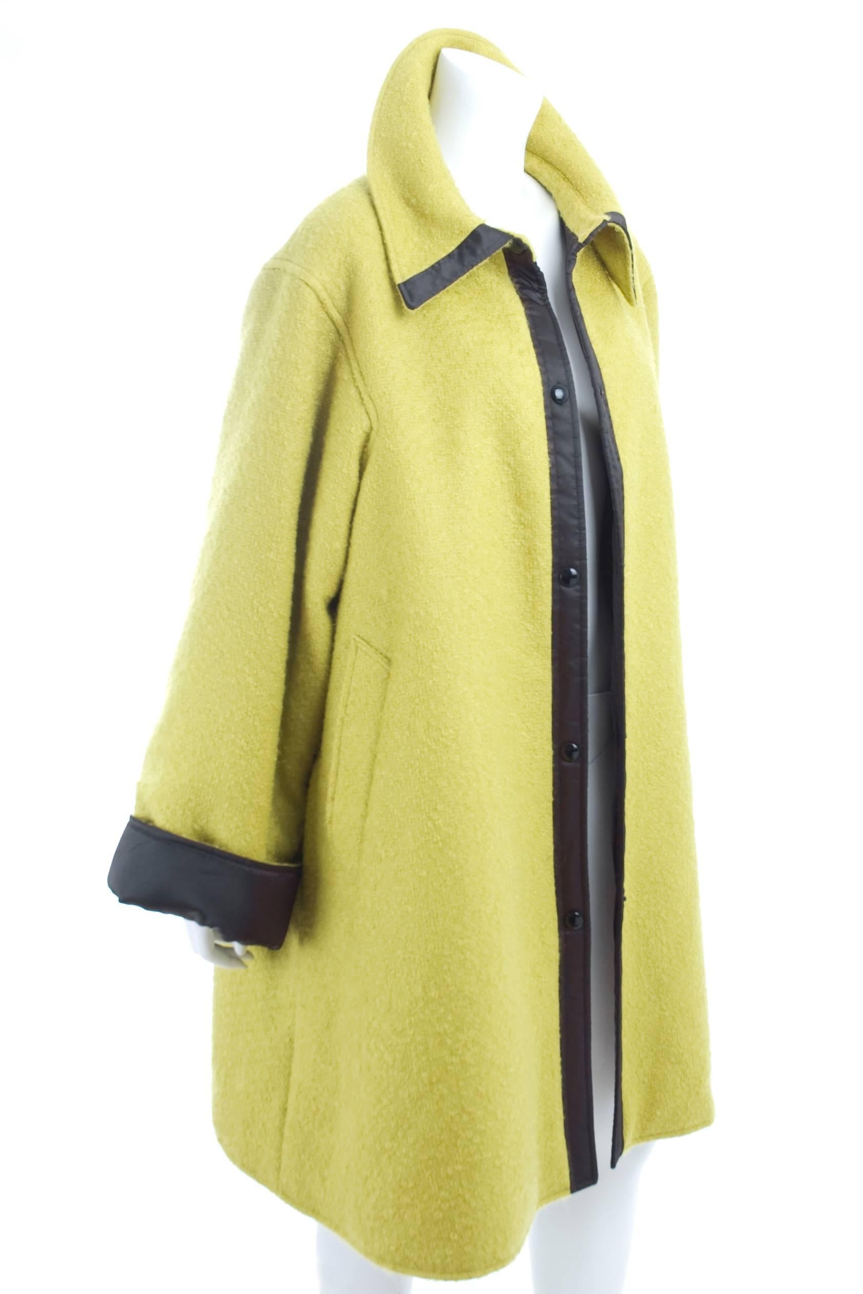 Vintage State Of Claude Montana Coat in Lime Green sz.12 For Sale 1