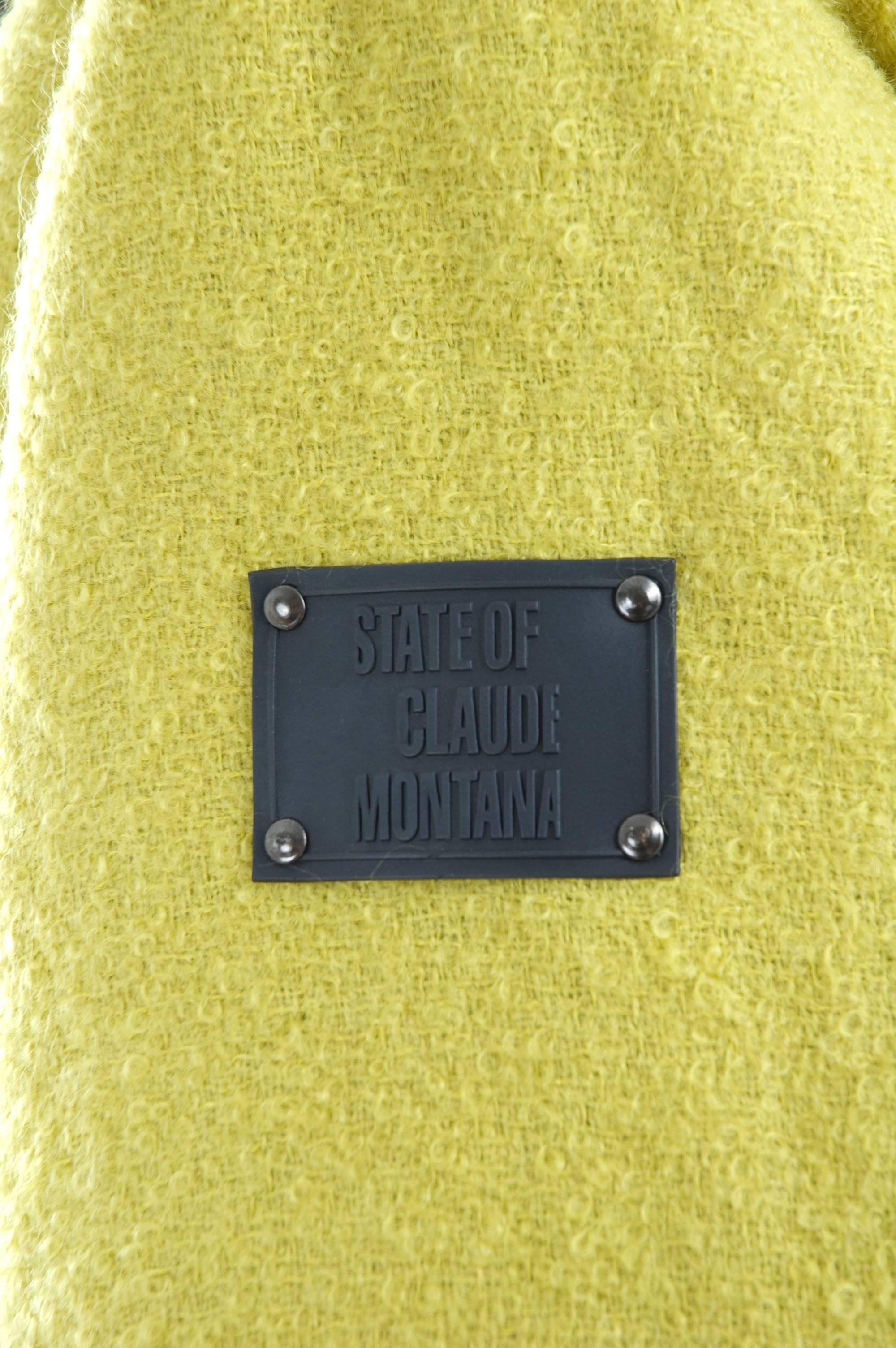 Women's Vintage State Of Claude Montana Coat in Lime Green sz.12 For Sale