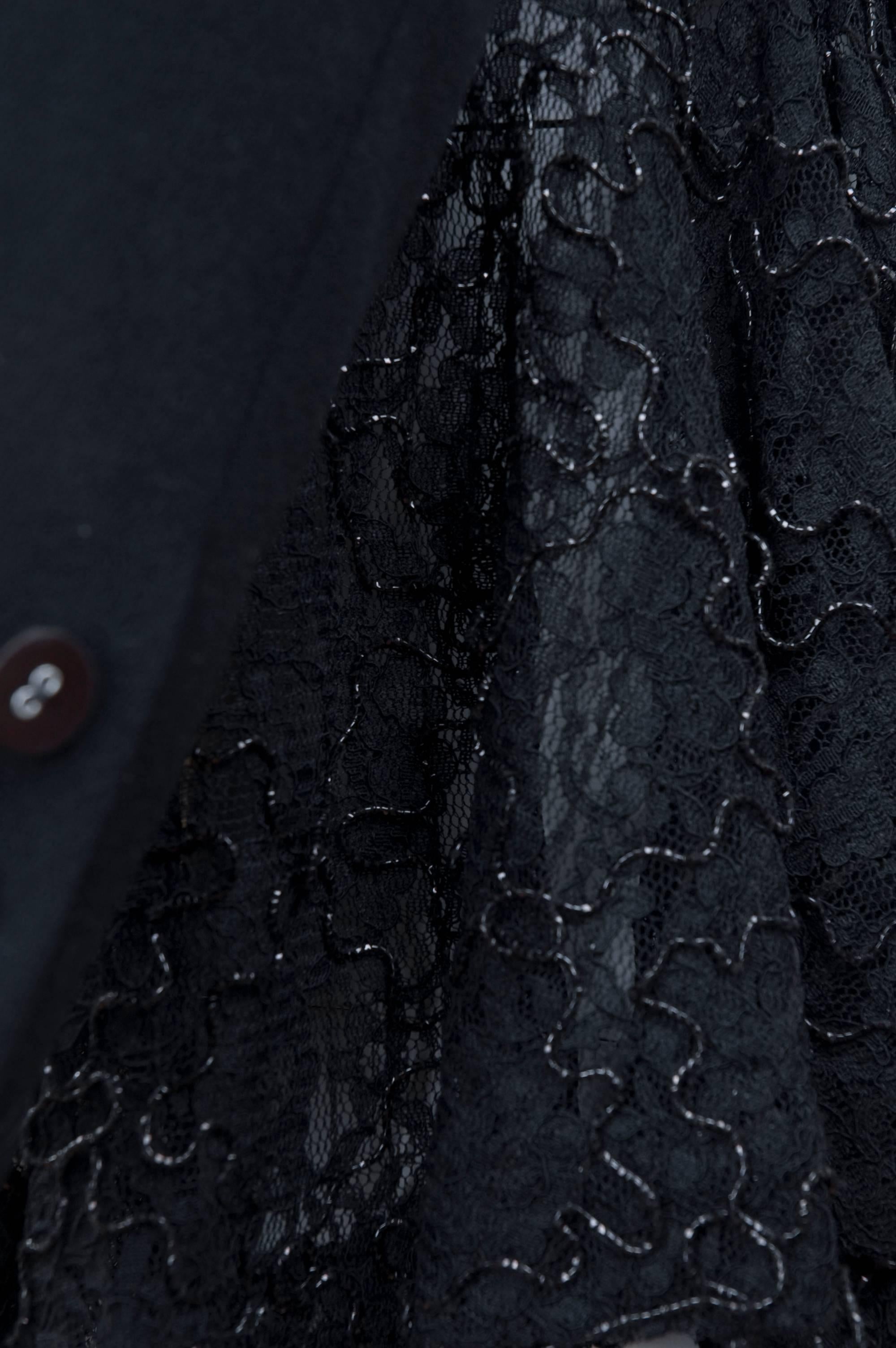 Vintage Comme des Garcons Black Jacket with Amazing Lace Detail For Sale 2