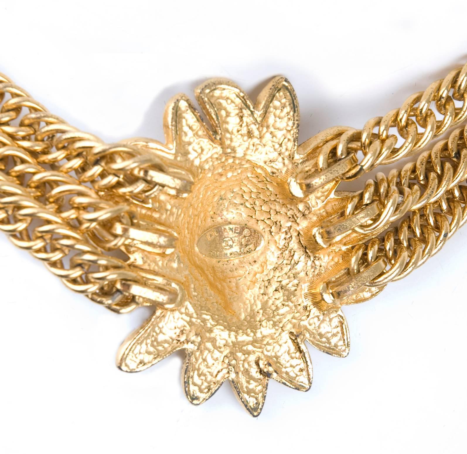 80's Chanel Vintage Leo Lion Mane Choker Necklace For Sale 2