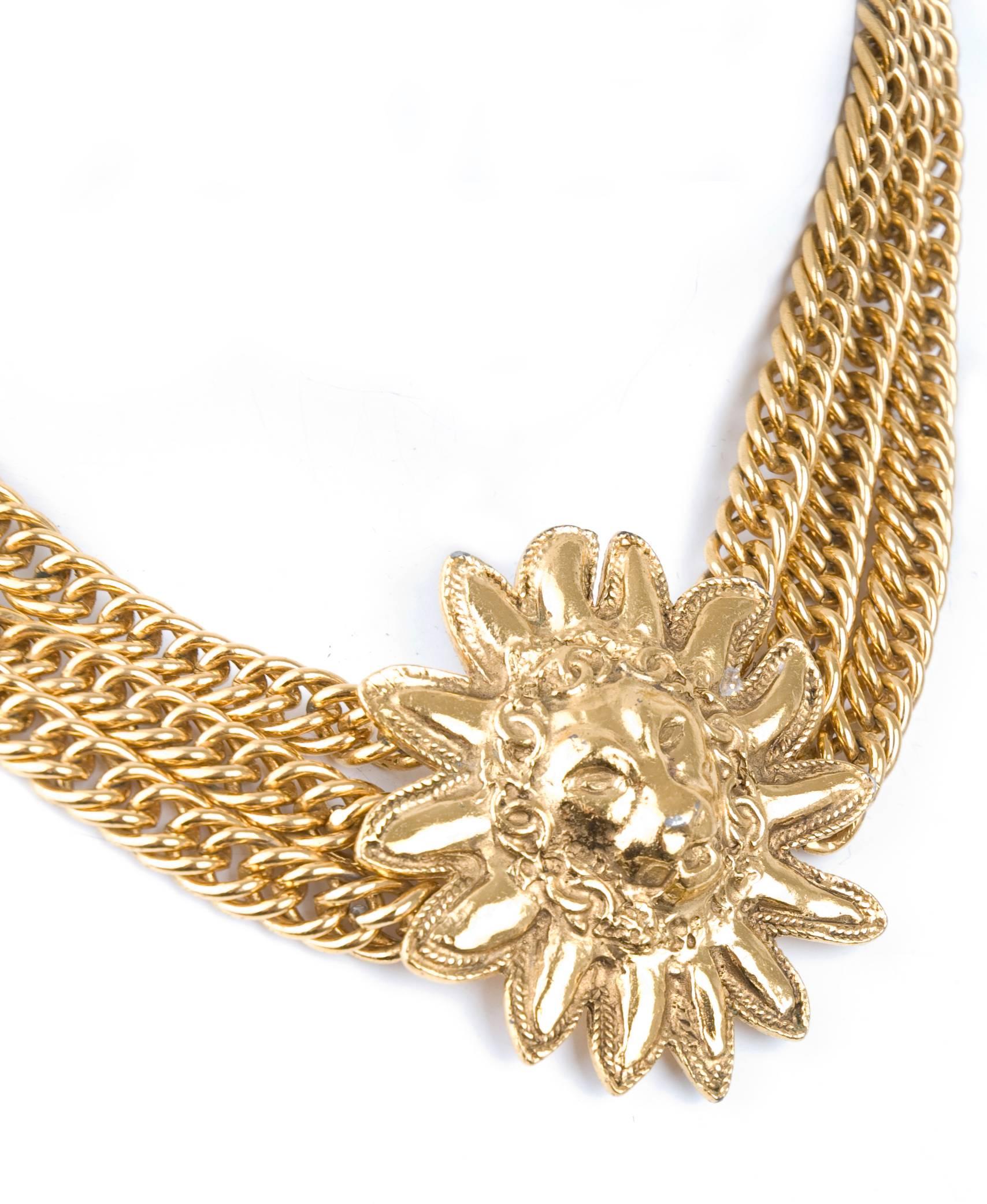 80's Chanel Vintage Leo Lion Mane Choker Necklace For Sale 1