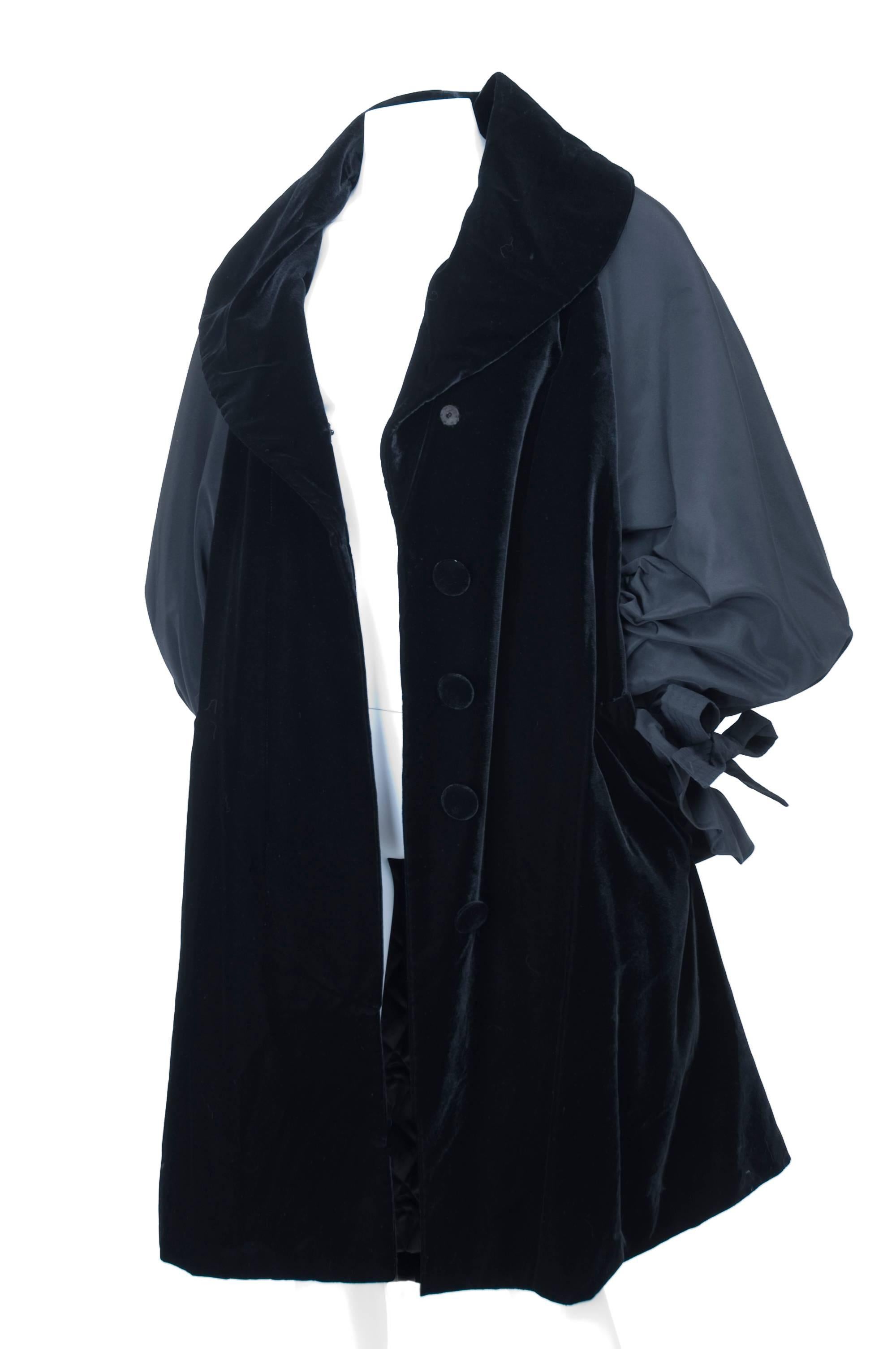 Women's Vintage 90's Christian Lacroix Black Velvet Oversized Coat For Sale