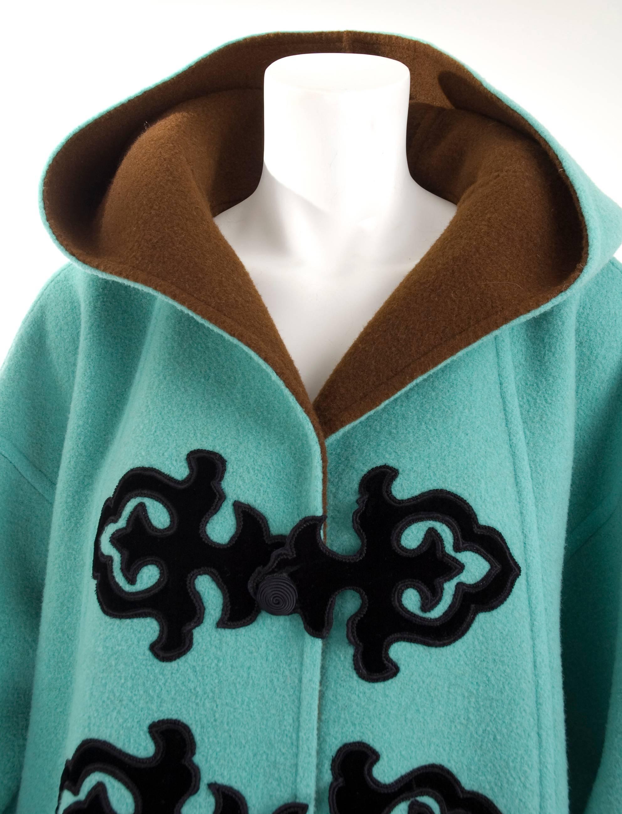 Women's 1990's Christian Lacroix Green & Brown Oriental Appliqué Coat