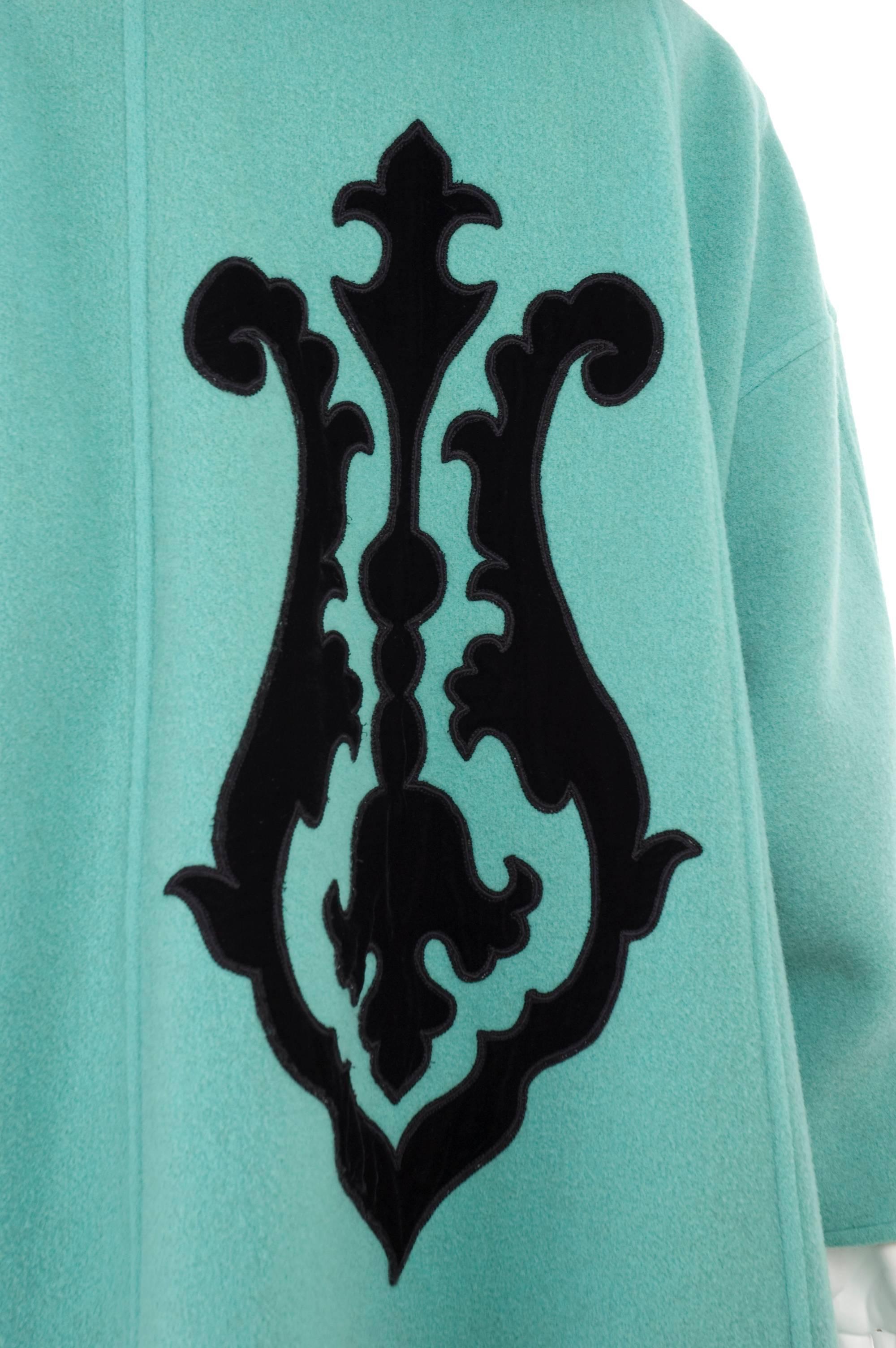 1990's Christian Lacroix Green & Brown Oriental Appliqué Coat 1