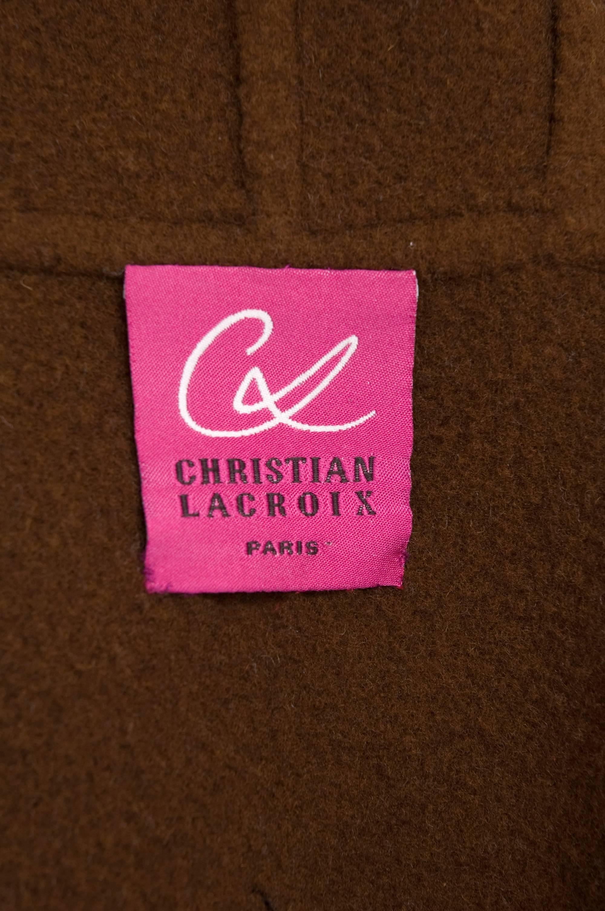 1990's Christian Lacroix Green & Brown Oriental Appliqué Coat 5