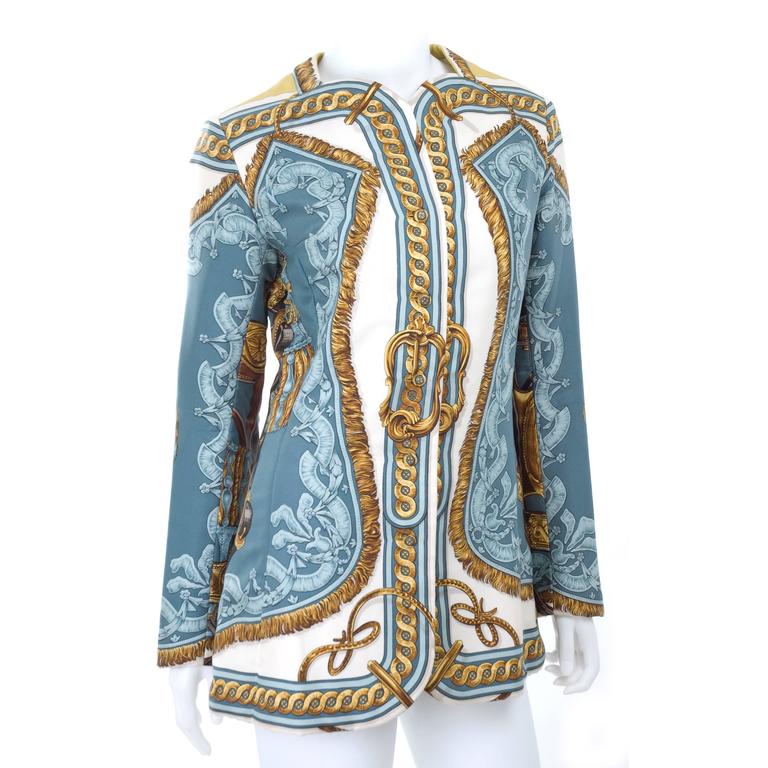 1990's Rare Vintage HERMES Silk Jacket BRIDE DE COUR For Sale at 1stDibs