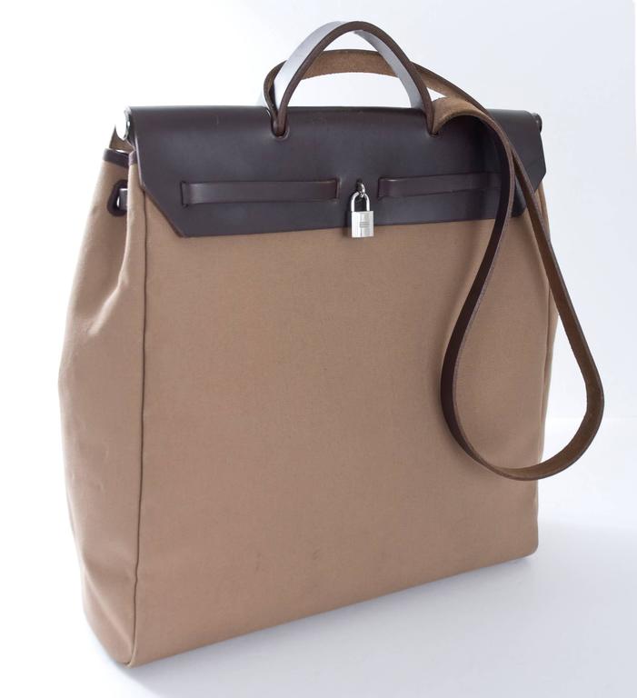 2005 vintage hermes 2in1 herbag toile and brown 2005 vintage hermes 2in1 herbag toile and brown