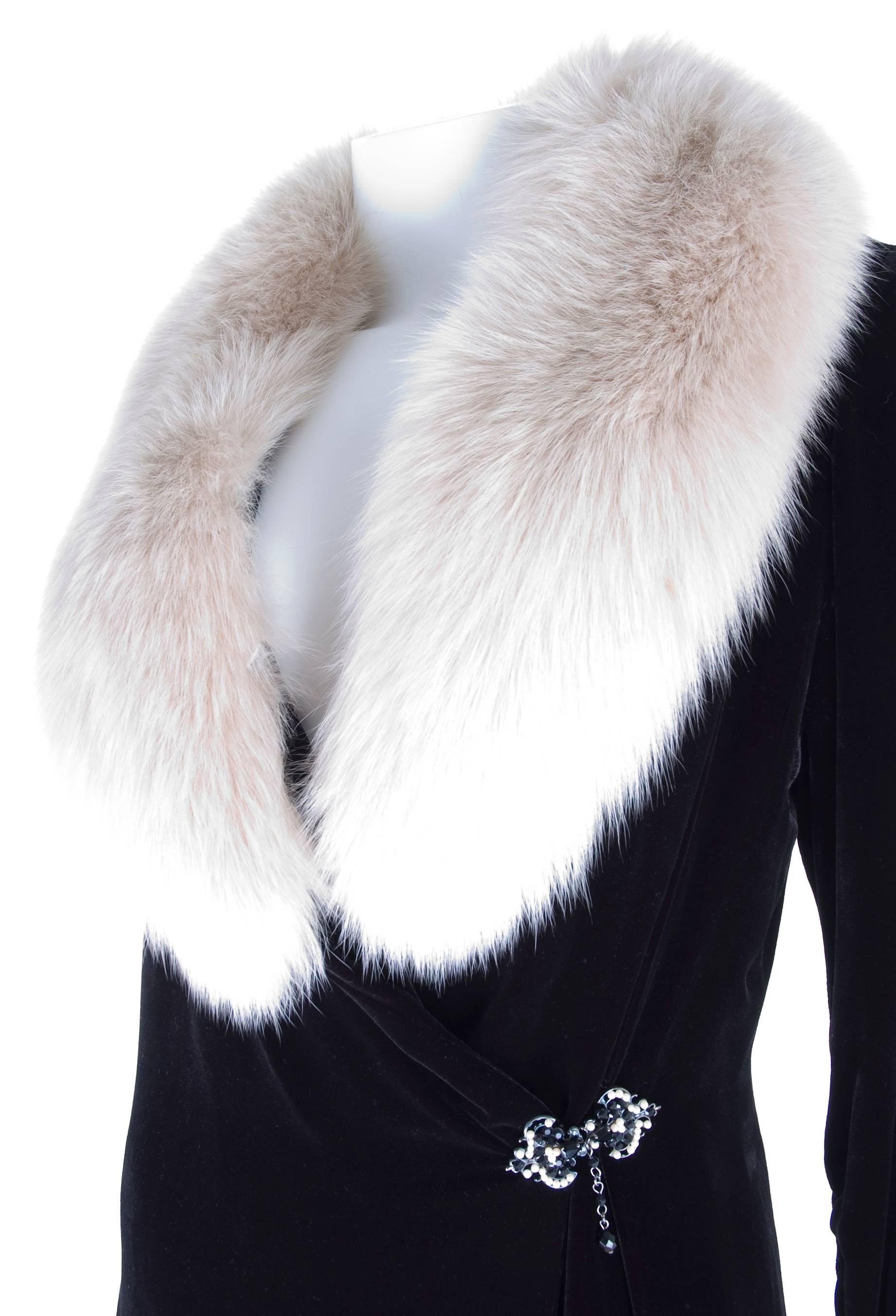 Black Bluemarine Velvet and Fur Evening Coat as seen on MADONNA For Sale