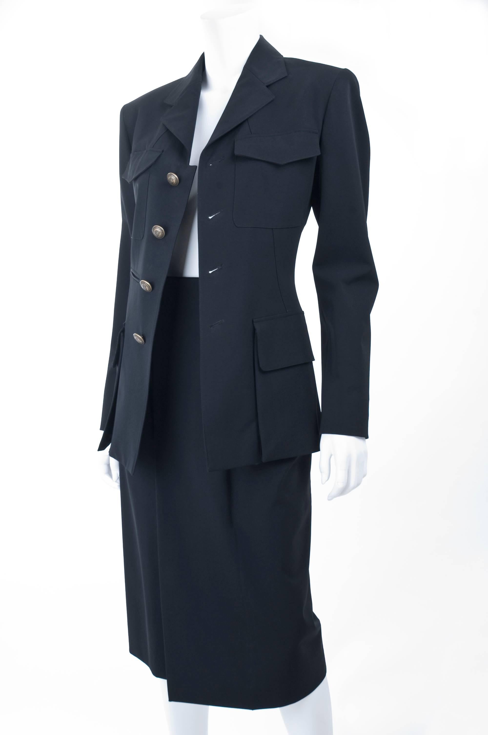 Women's From 1993/94 Jean Paul Gaultier Black Skirt Suit with Belt For Sale