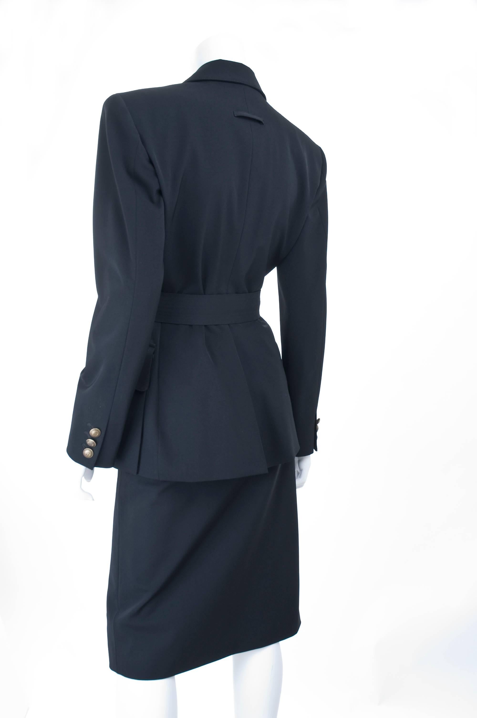 From 1993/94 Jean Paul Gaultier Black Skirt Suit with Belt For Sale 1