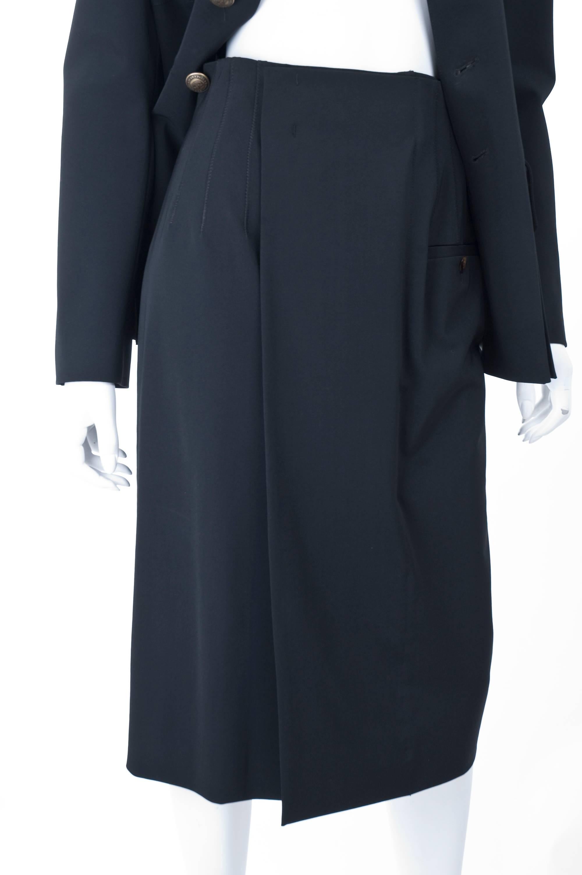 From 1993/94 Jean Paul Gaultier Black Skirt Suit with Belt For Sale 2