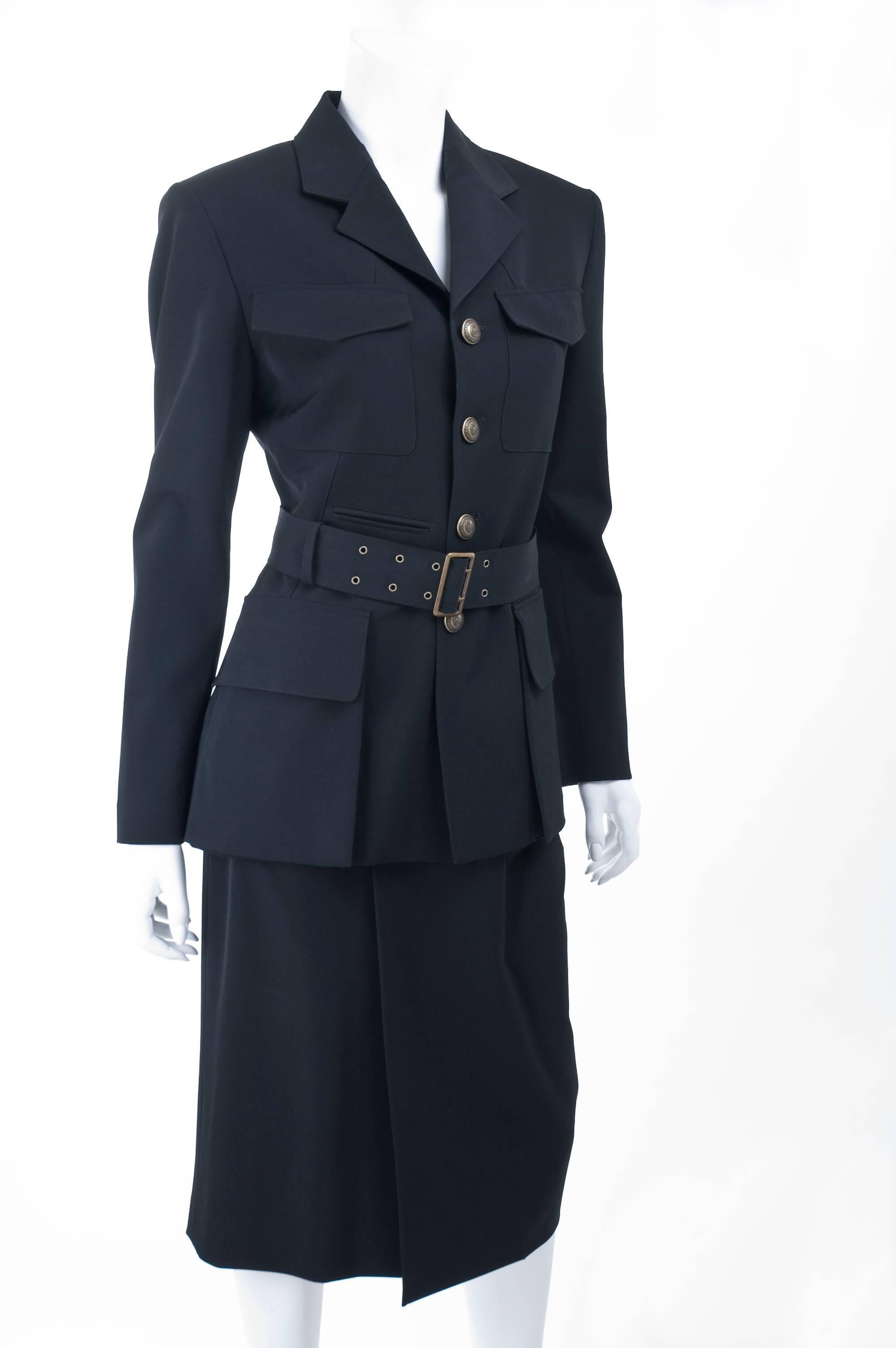From 1993/94 Jean Paul Gaultier Black Skirt Suit with Belt In Excellent Condition For Sale In Hamburg, Deutschland