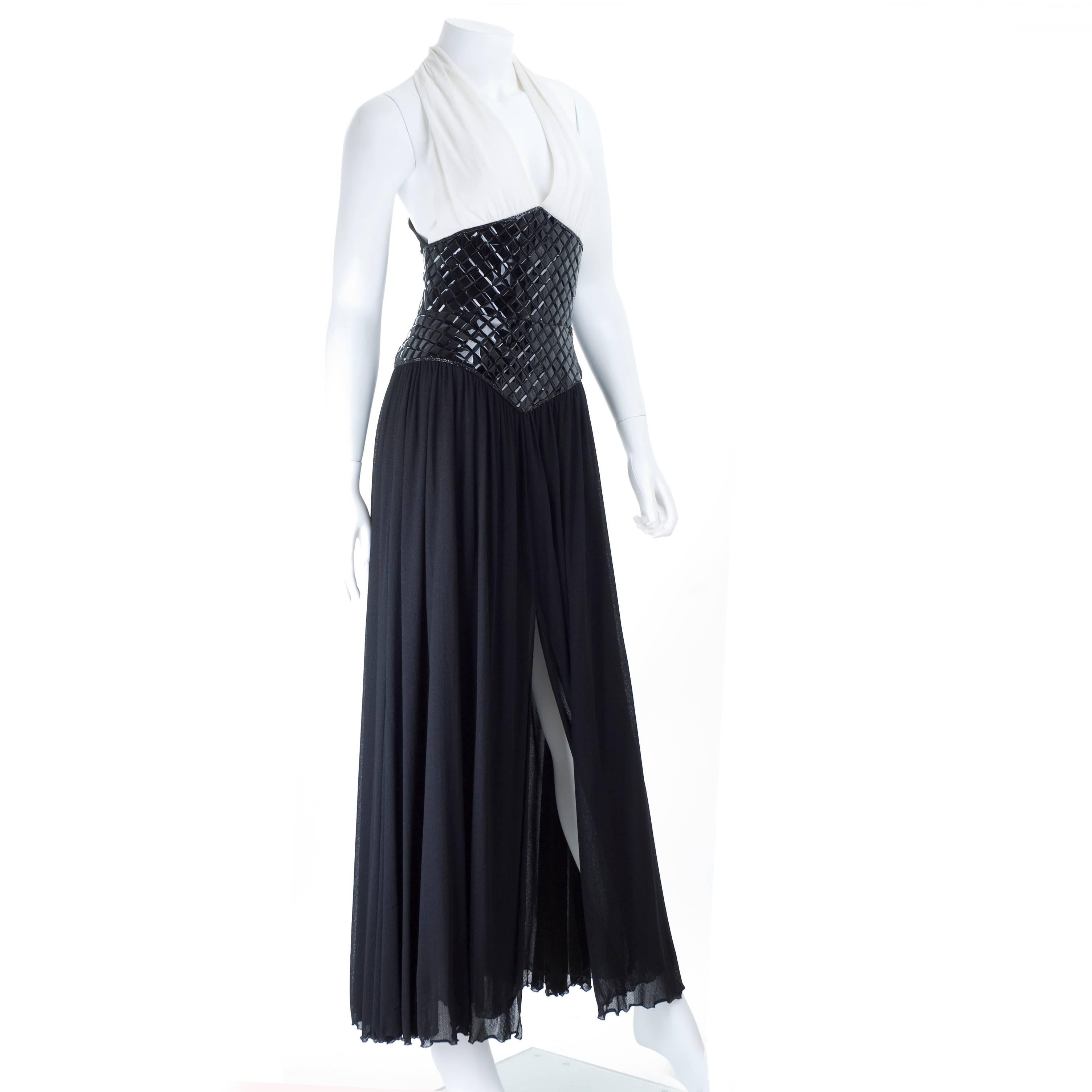 1995 Vintage Chanel Evening Dress Black & White Documented In Good Condition For Sale In Hamburg, Deutschland