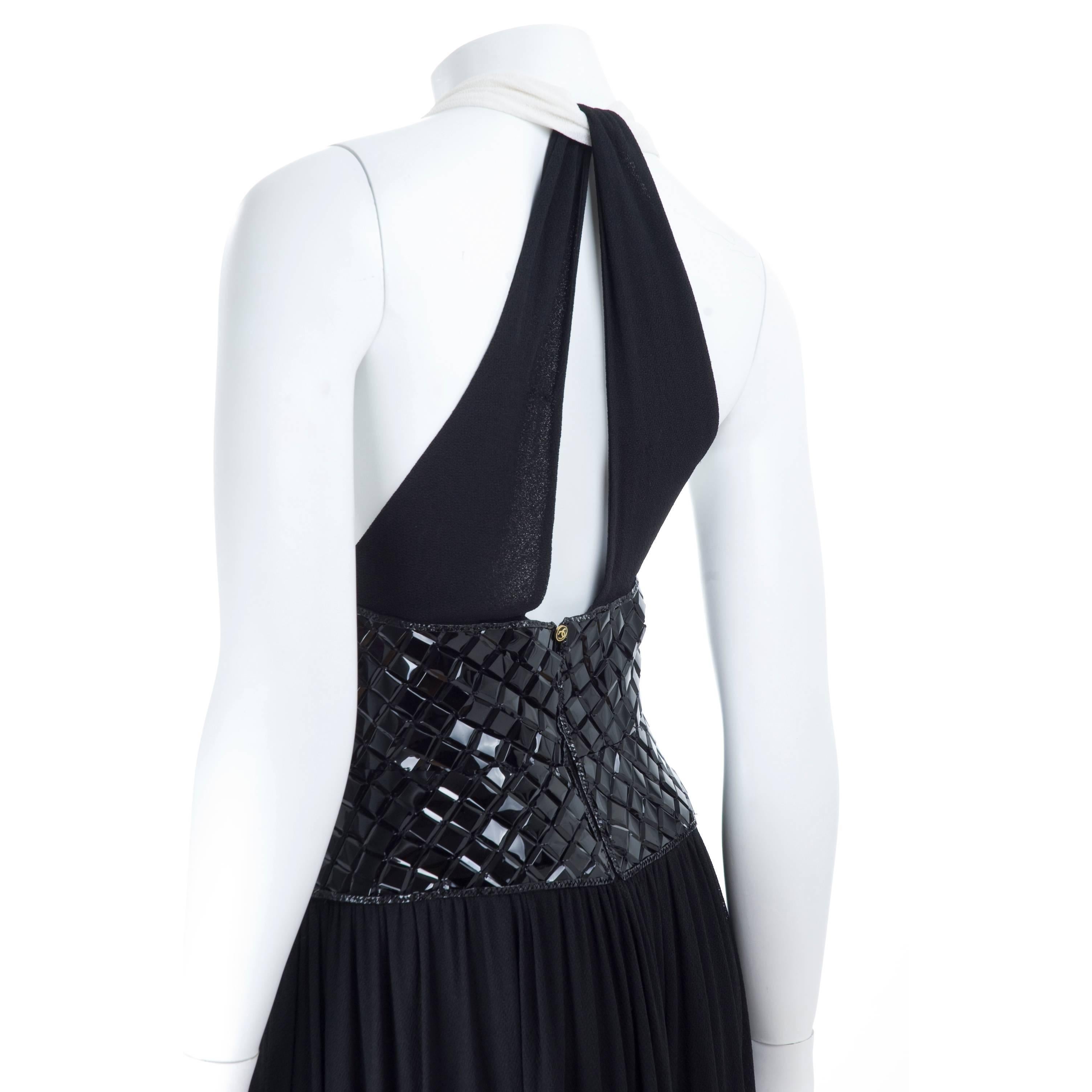 1995 Vintage Chanel Evening Dress Black & White Documented For Sale 4