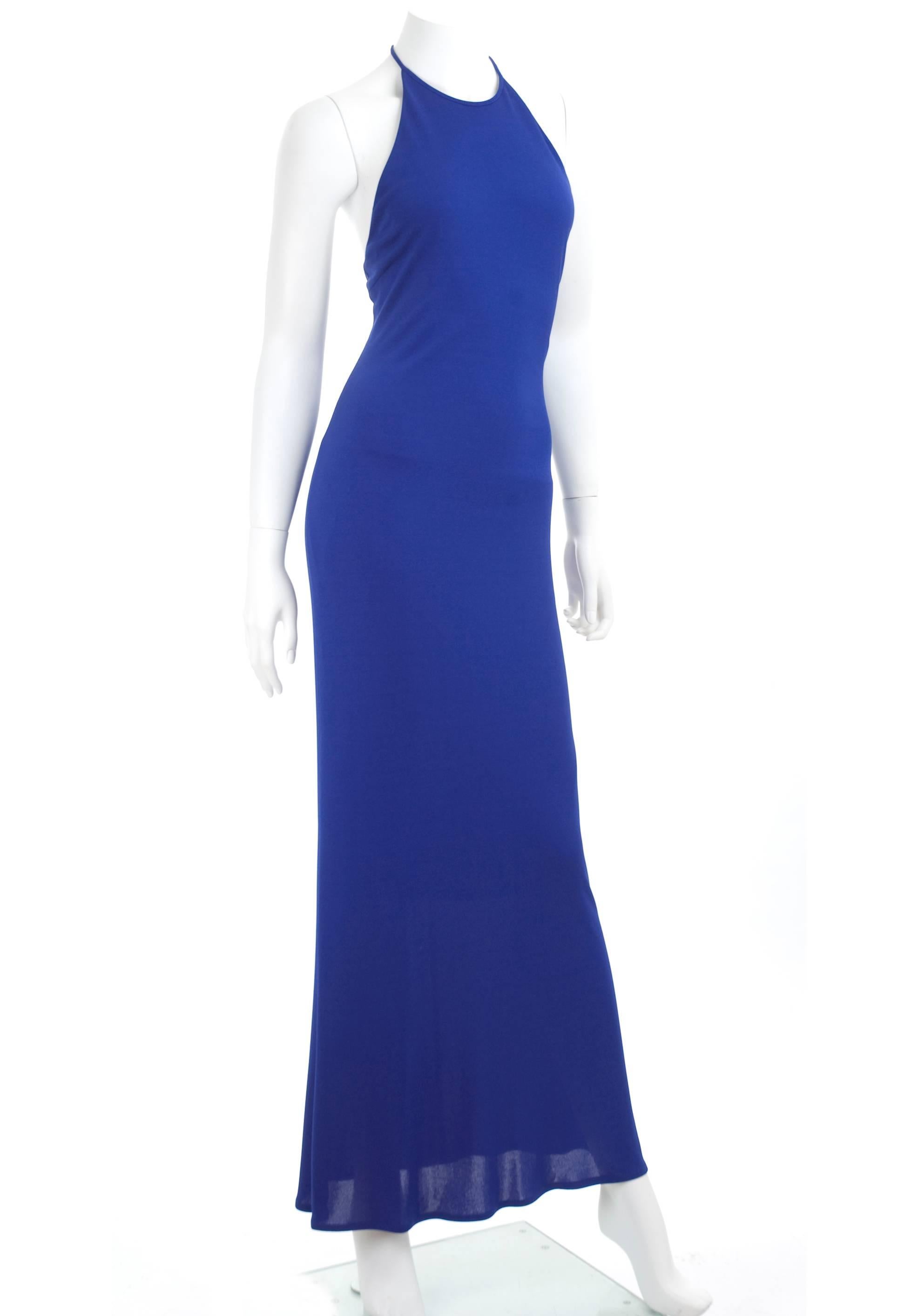 Emilio Pucci Blue Evening Dress with Beaded Back Detail  2