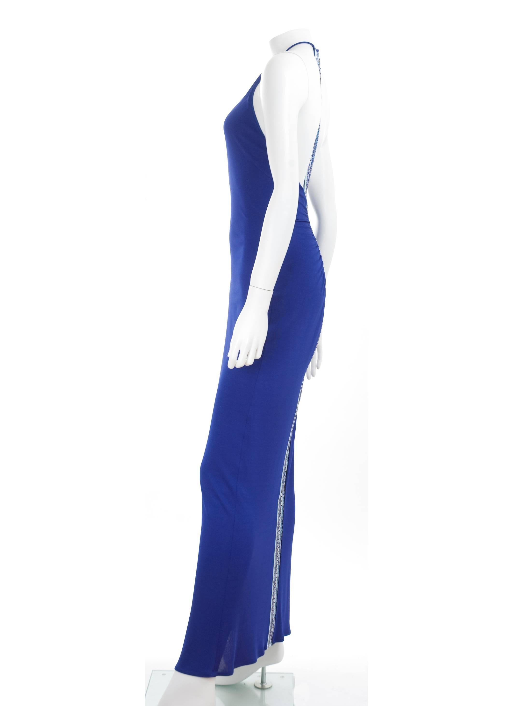 Emilio Pucci Blue Evening Dress with Beaded Back Detail  1