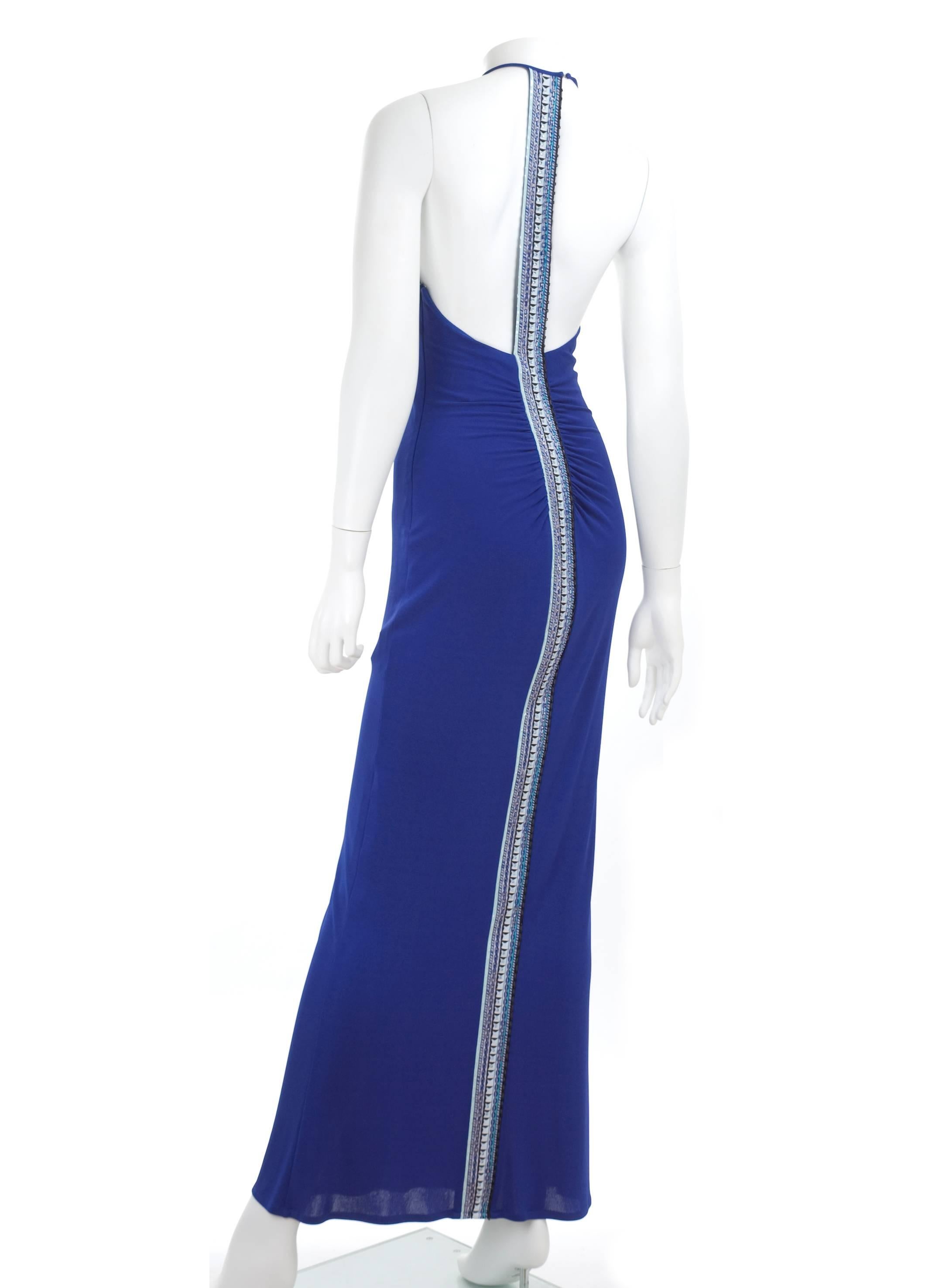 Emilio Pucci Blue Evening Dress with Beaded Back Detail  3