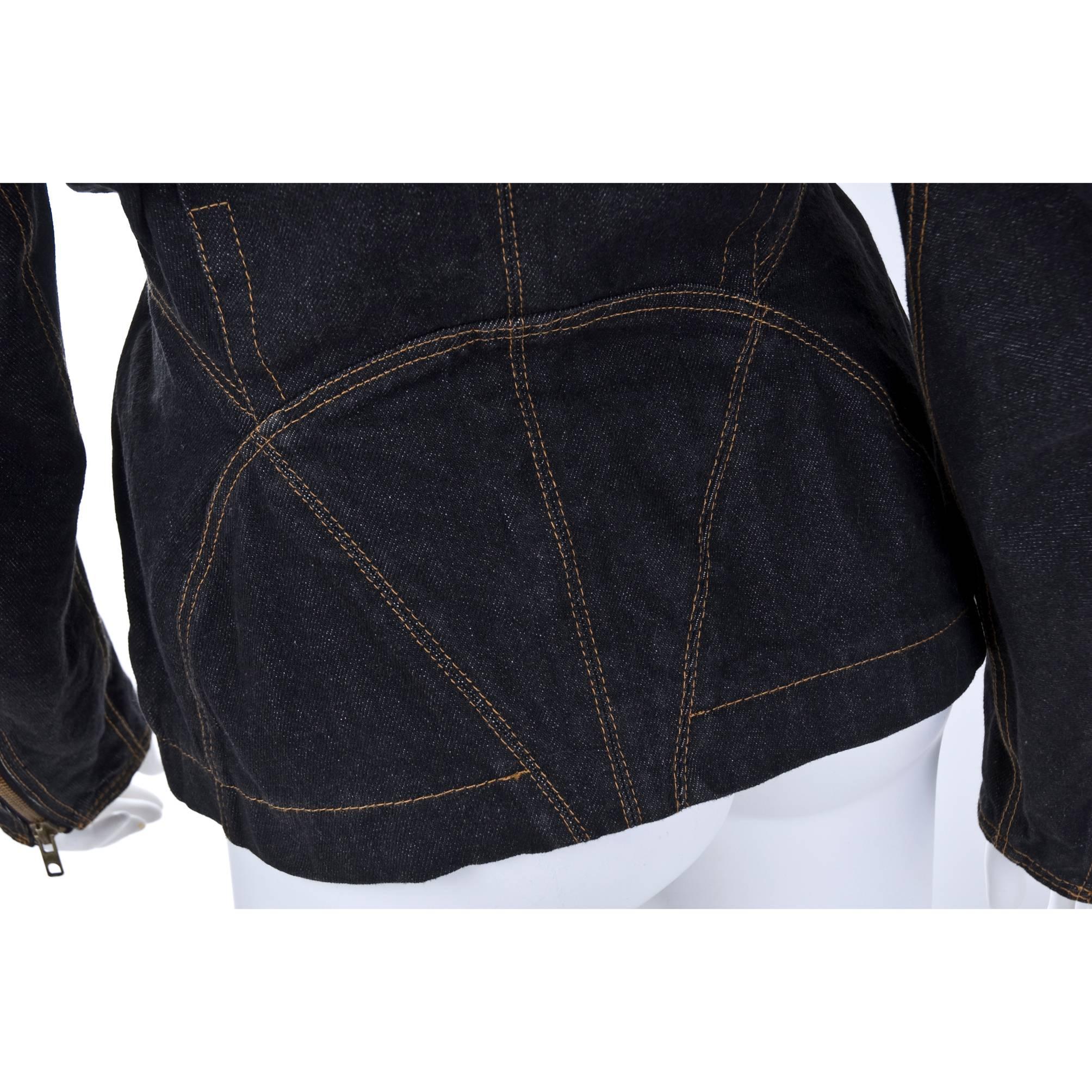 Azzedine Alaia Vintage Black Jeans Jacket, 1986   For Sale 2