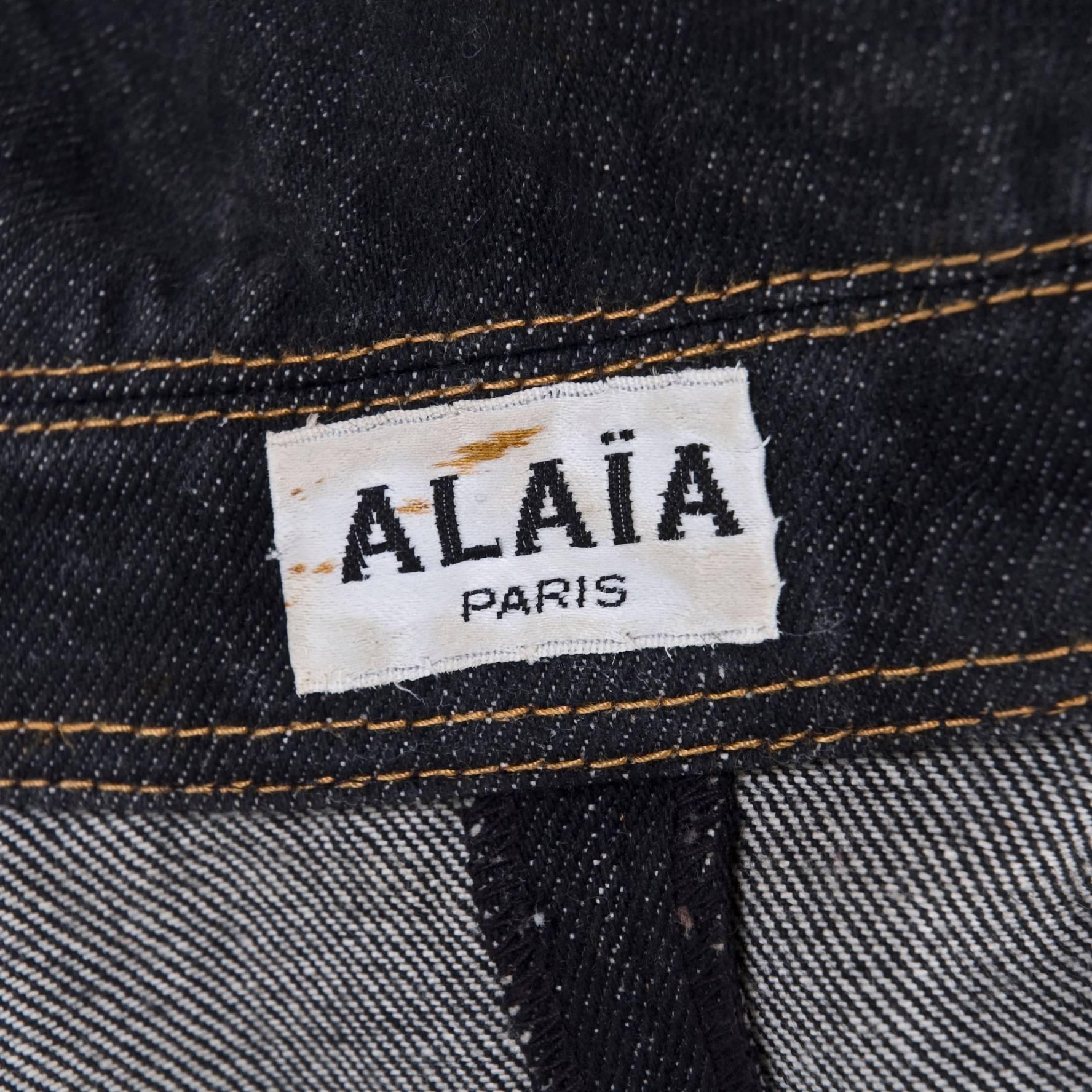 Azzedine Alaia Vintage Black Jeans Jacket, 1986   For Sale 5