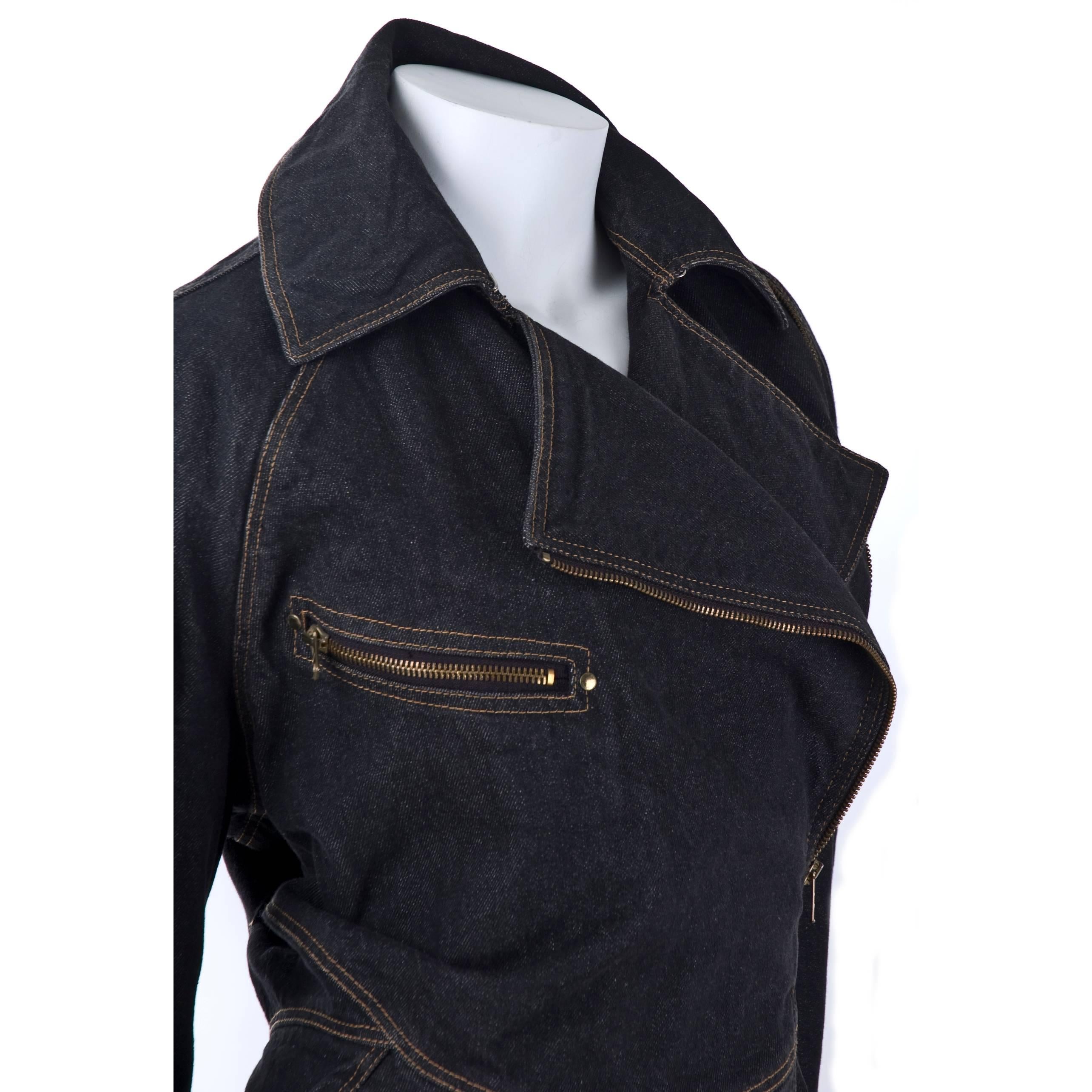 Azzedine Alaia Vintage Black Jeans Jacket, 1986   For Sale 3