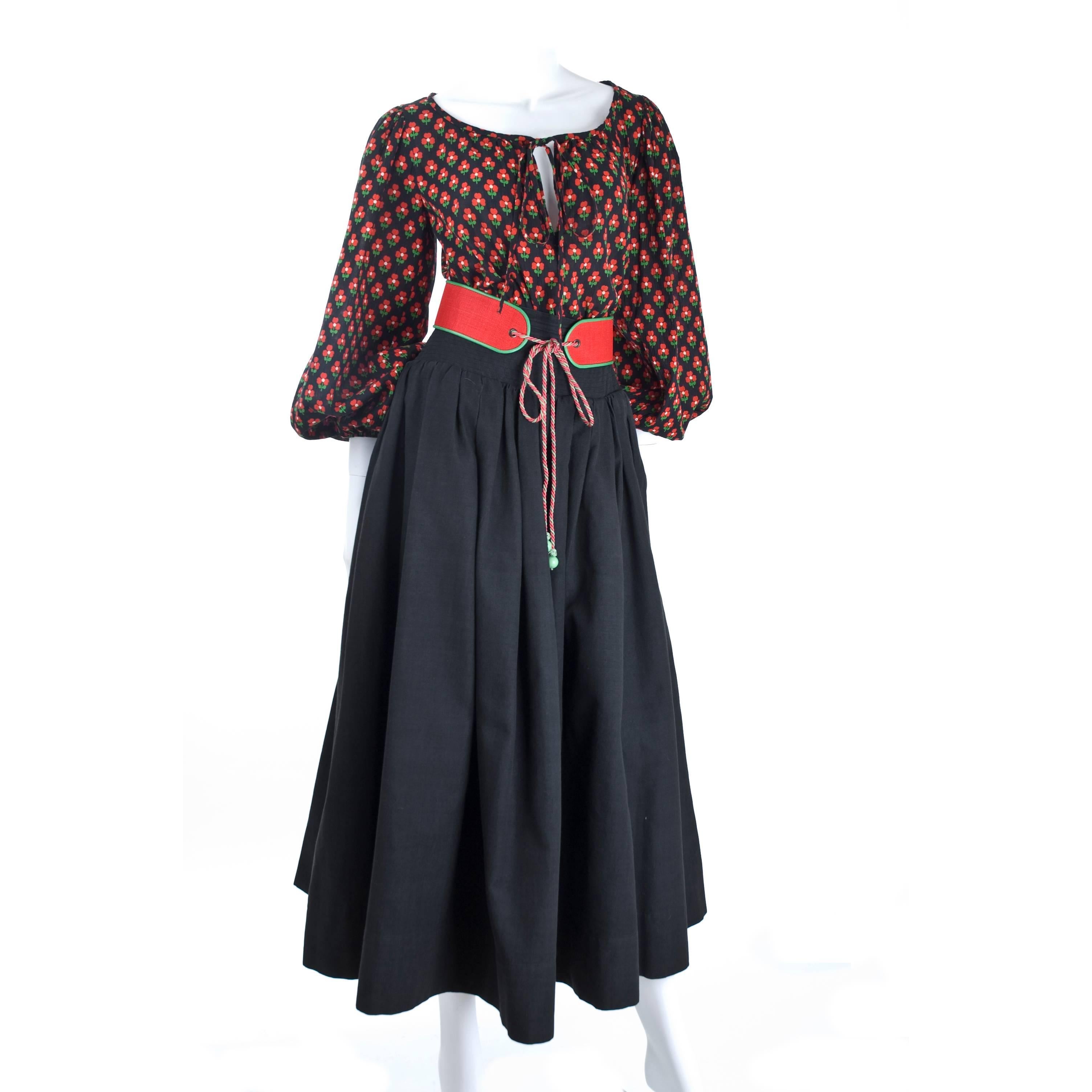 Yves Saint Laurent Vintage Gypsy Skirt Blouse and Belt, 1970s 3