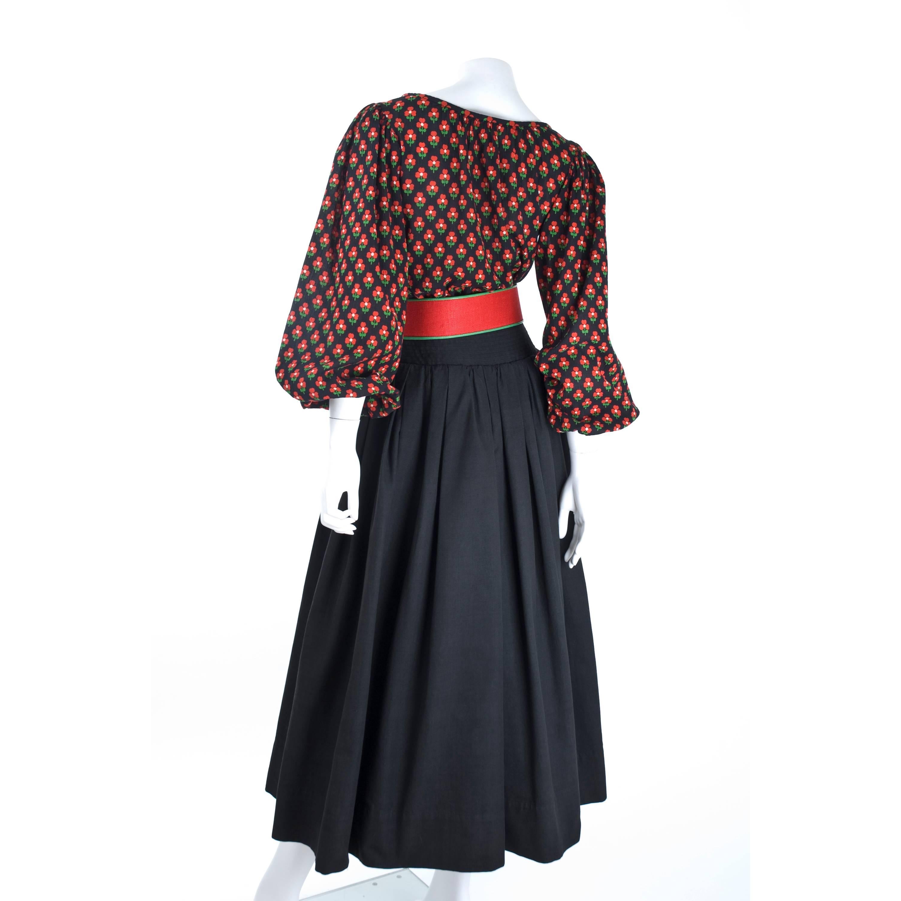 Women's  Yves Saint Laurent Vintage Gypsy Skirt Blouse and Belt, 1970s