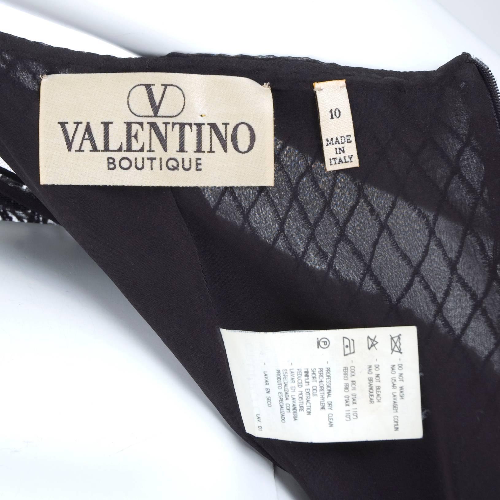 Vintage VALENTINO Chiffon Gown in Black with Beading For Sale 2