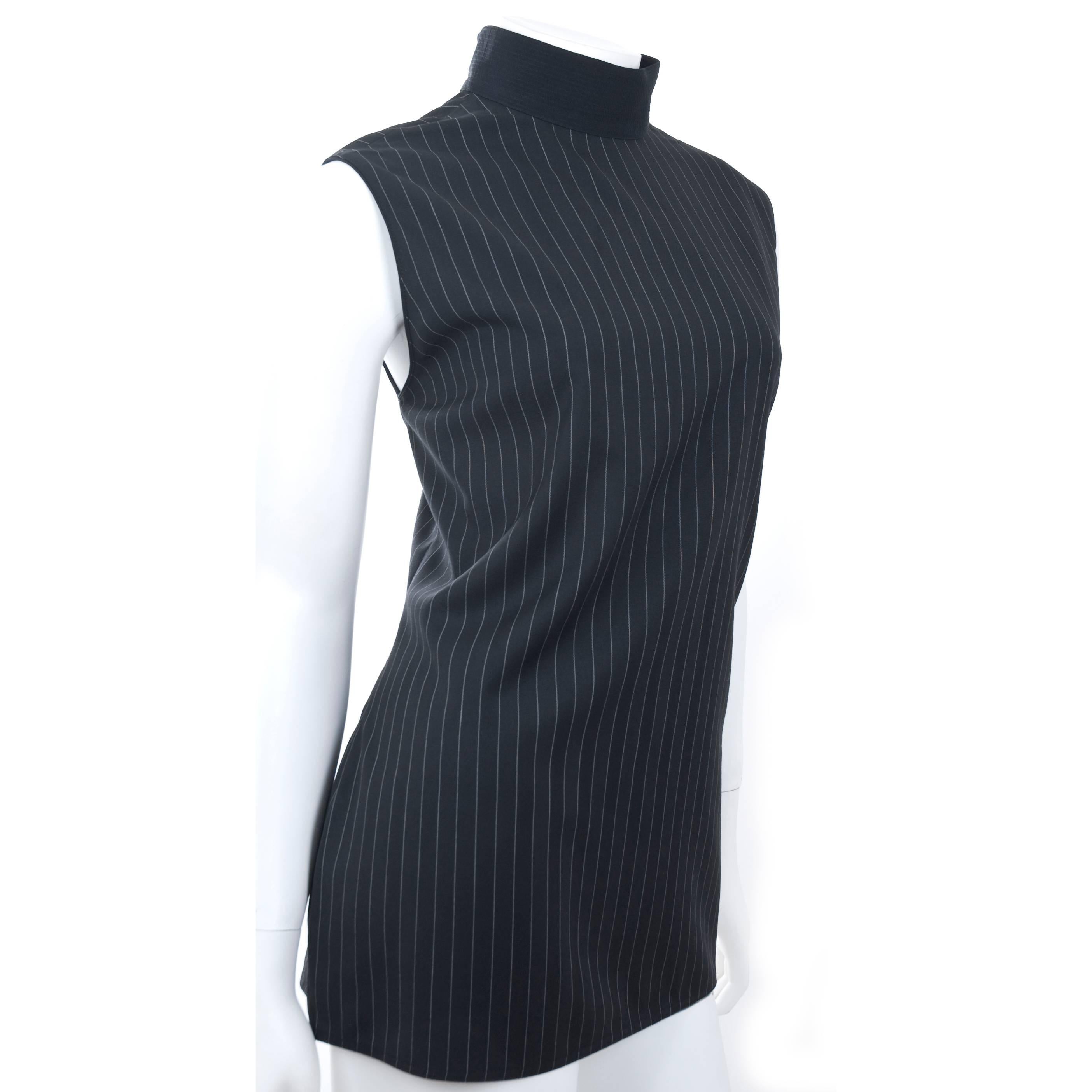 Women's 90s Gianni Versace COUTURE Wool & Silk Top in Black & White Stripes For Sale