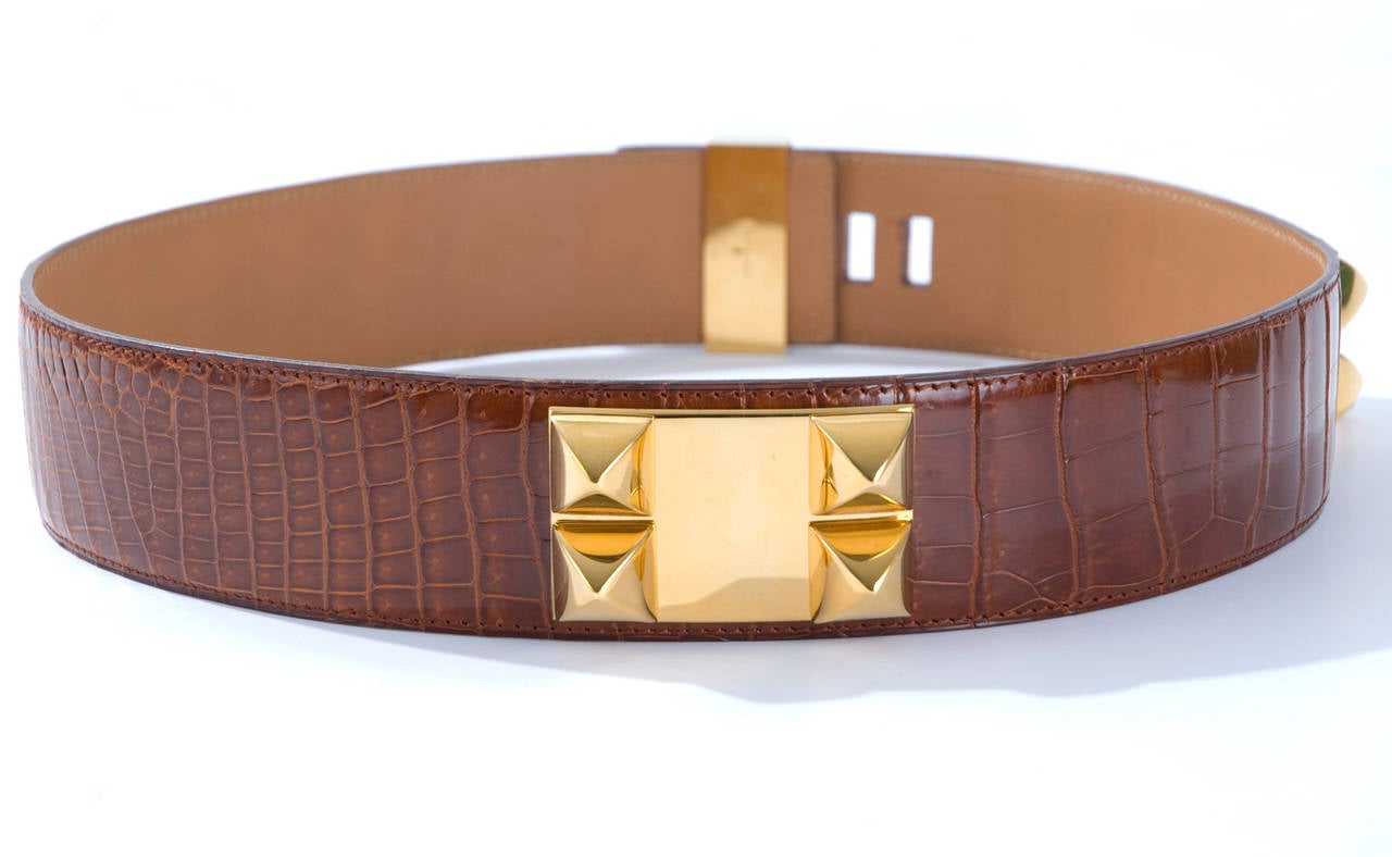 Women's Brown Hermès Collier de Chien Crocodile Belt