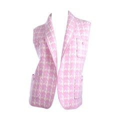 S/S 1996 Chanel Barbie Bubblegum Pink Logo Velour Crop Top and Mini Skirt  Set at 1stDibs
