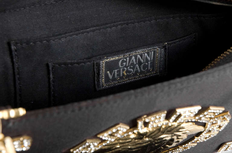1992s Gianni Versace Couture Black Satin Evening Purse. For Sale 4