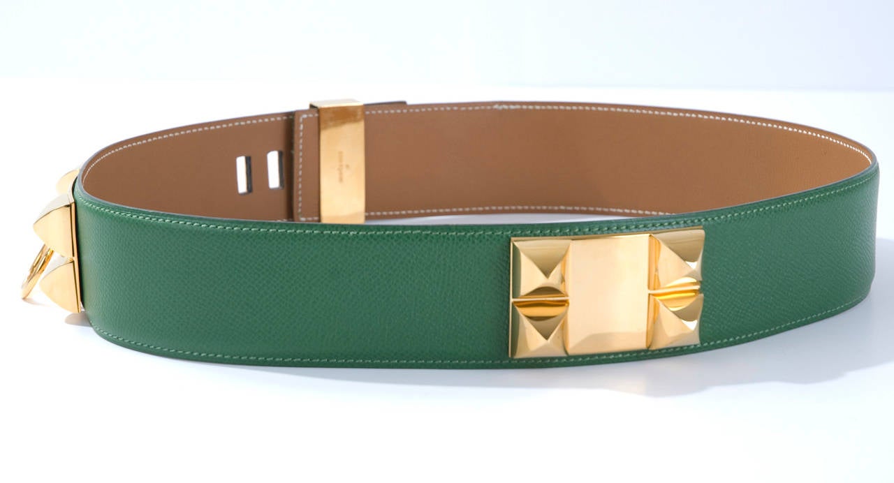 Women's Green Hermès Collier de Chien Leather belt For Sale
