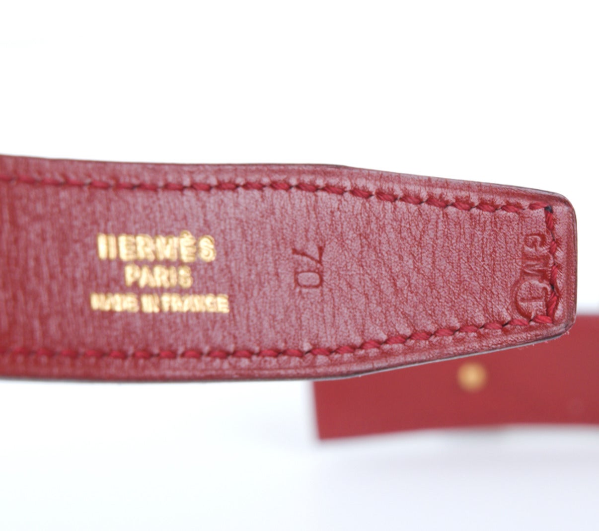 Pink 1990 Small Hermes Belt in Black/Red For Sale