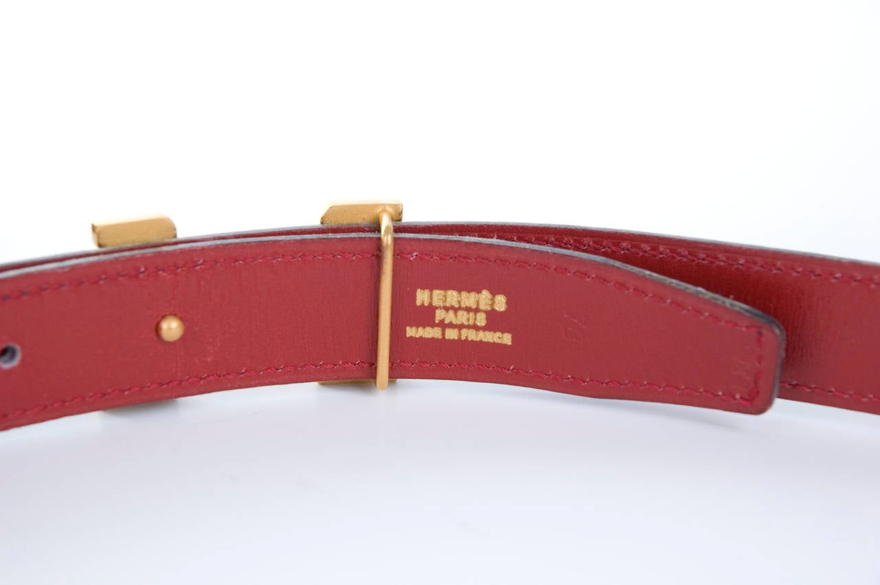 Women's 1990 Small Hermes Belt in Black/Red For Sale