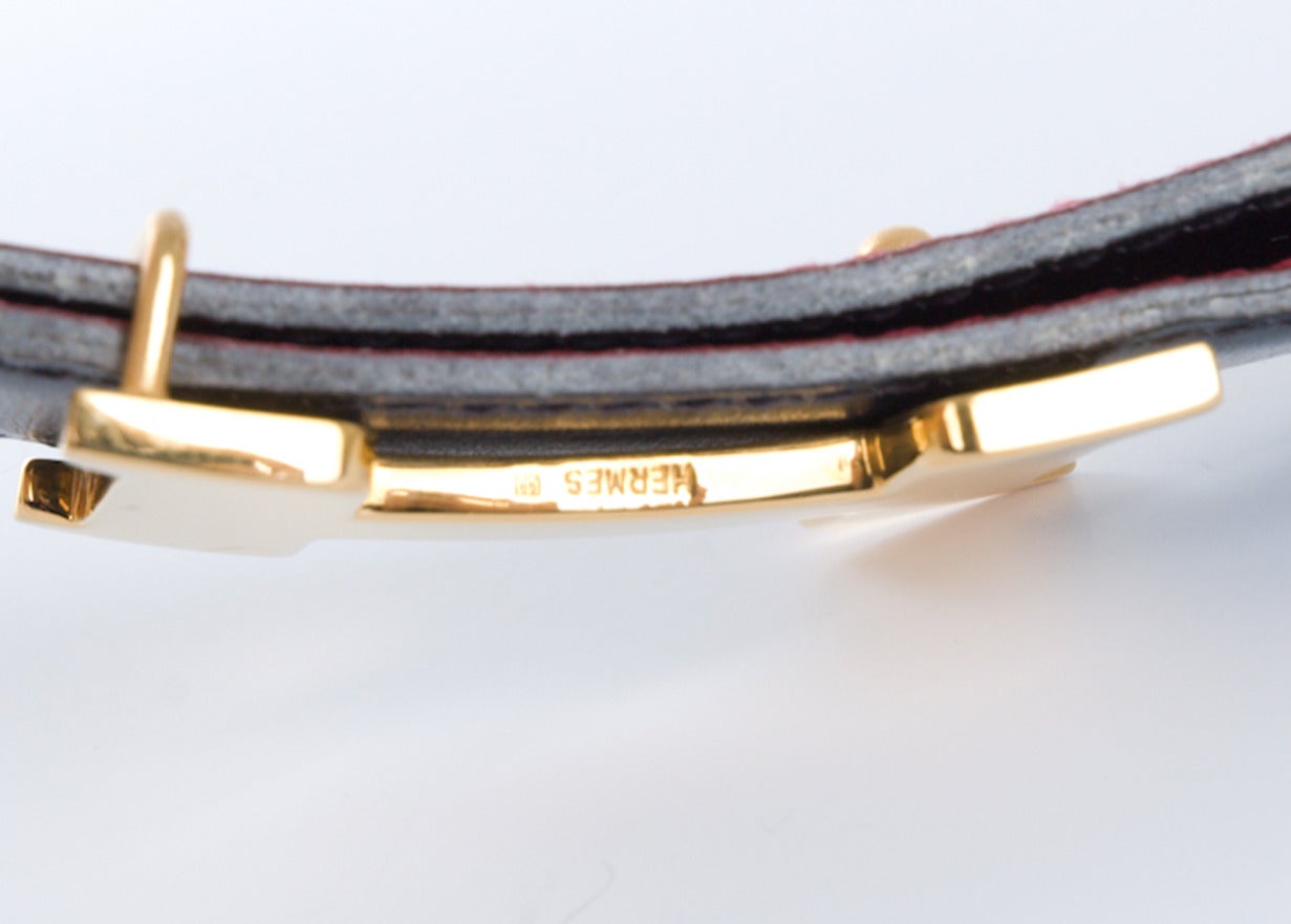 1990 Small Hermes Belt in Black/Red In Excellent Condition For Sale In Hamburg, Deutschland