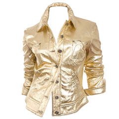 80's Moschino Jeans Gold Leather Jacket 3