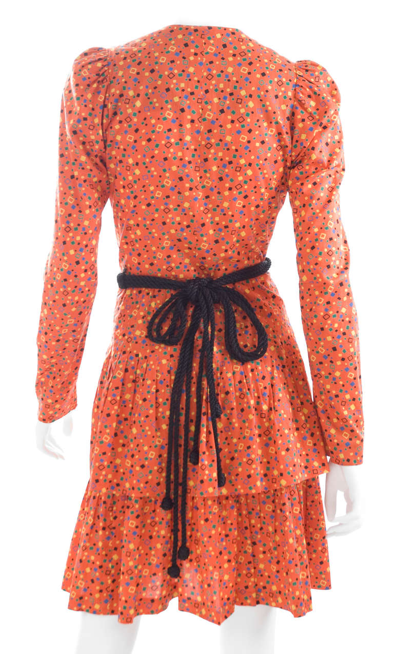 1971 Yves Saint Laurent Cotton Dress with Double Heart Belt 2
