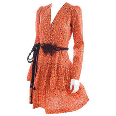 1971 Yves Saint Laurent Cotton Dress with Double Heart Belt