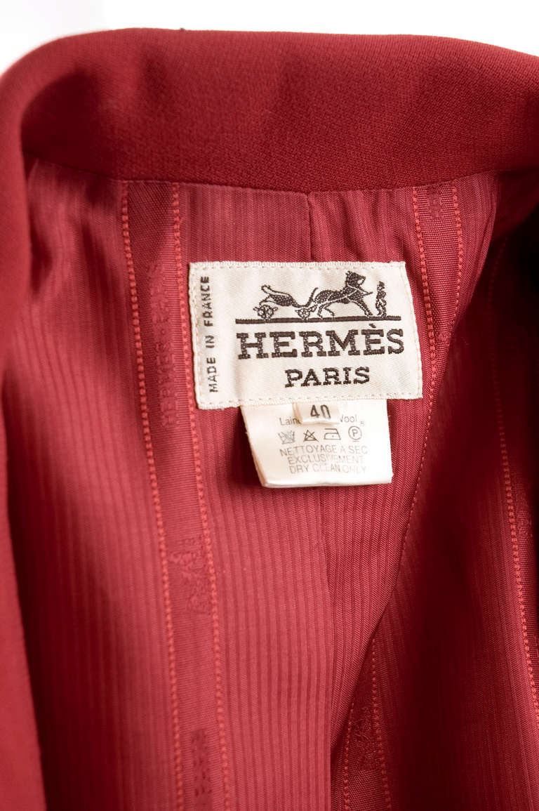 Vintage HERMES Riding Style Jacket in Red at 1stdibs