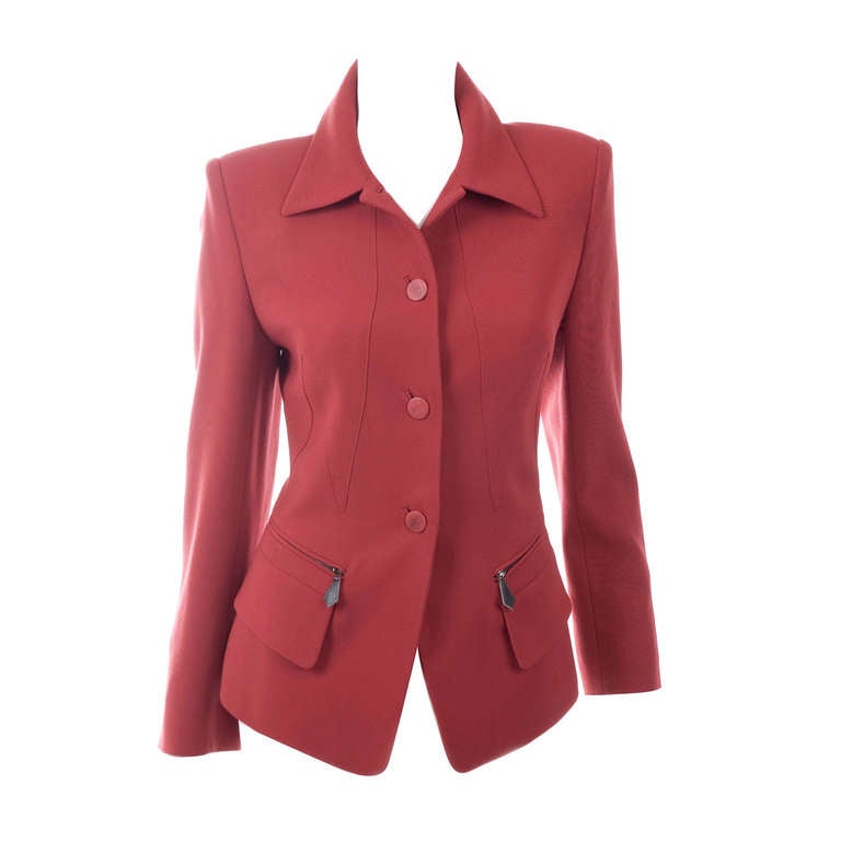 Vintage HERMES Riding Style Jacket in Red