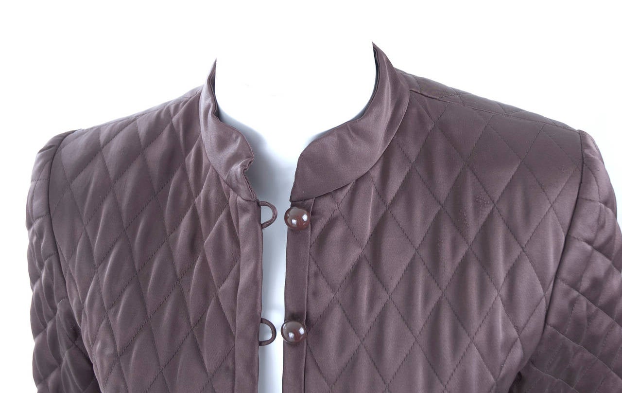 1977 Yves Saint Laurent Quilted Satin Jacket For Sale 2