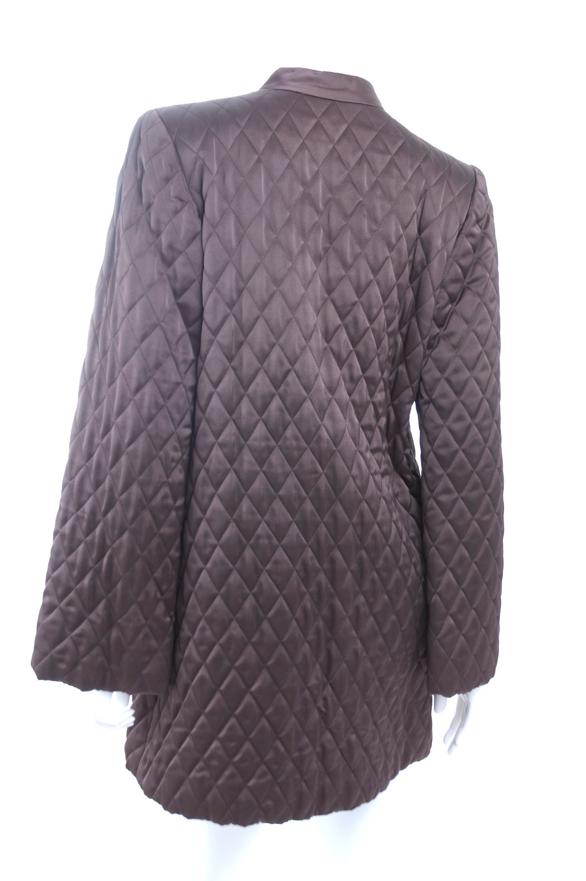 1977 Yves Saint Laurent Quilted Satin Jacket For Sale 1