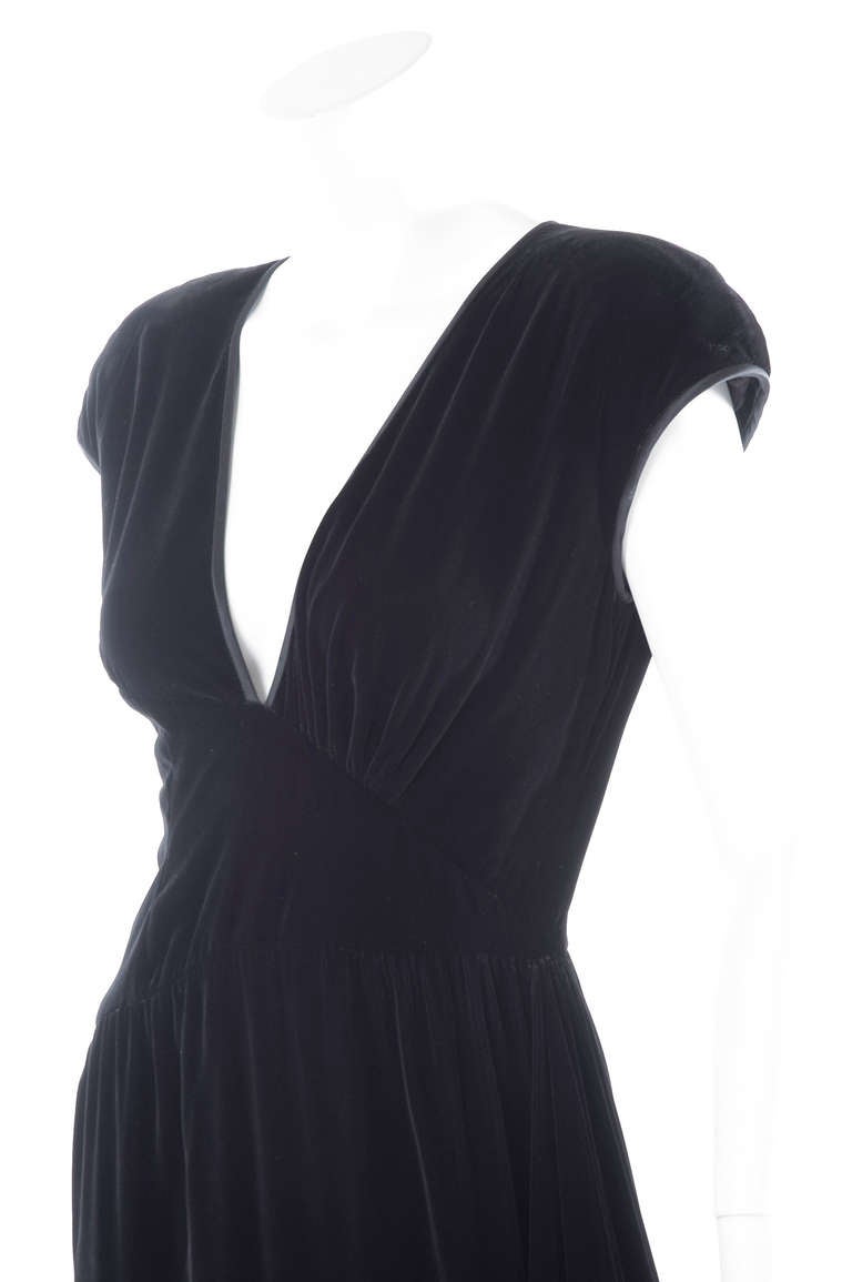 1980 Valentino Black Velvet Evening Dress For Sale at 1stDibs