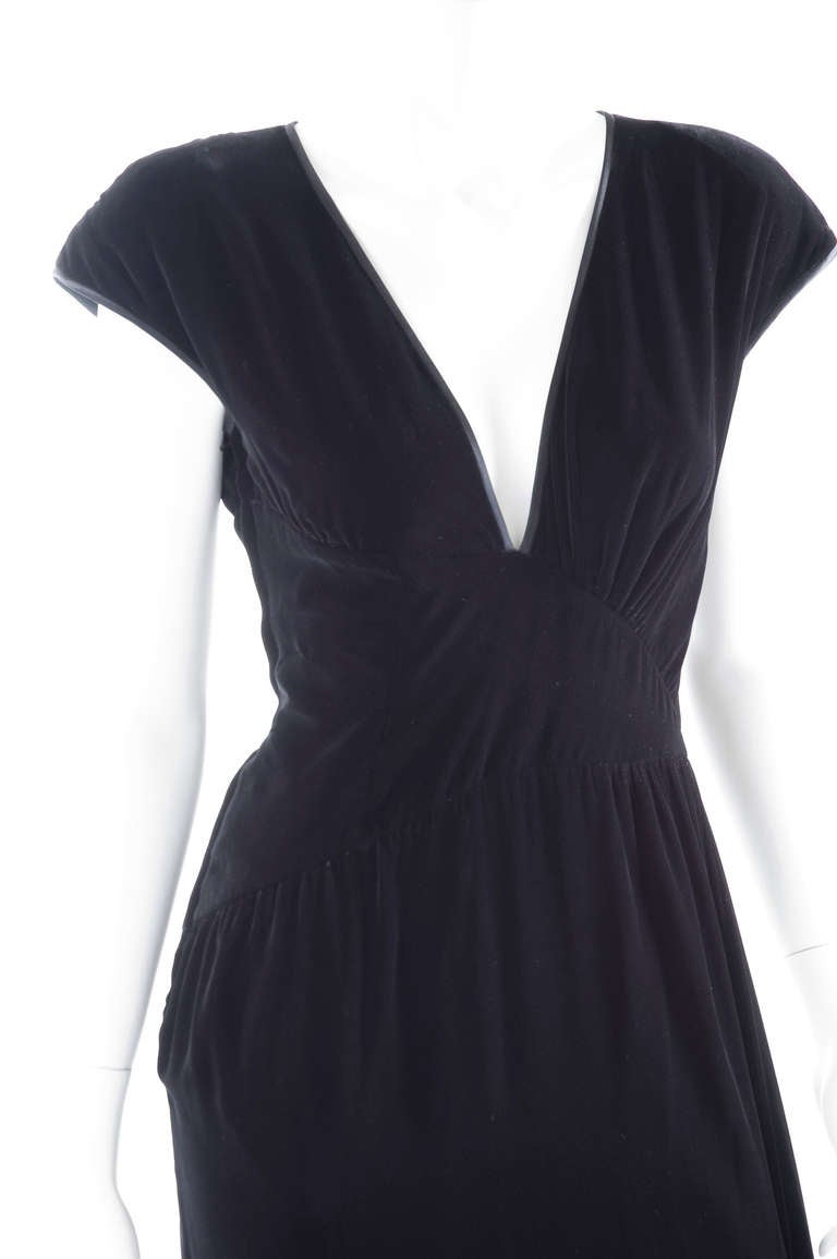 1980 Valentino Black Velvet Evening Dress For Sale at 1stDibs