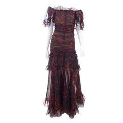 Early 80"s Yves Saint Laurent Chiffon Evening Dress. 4