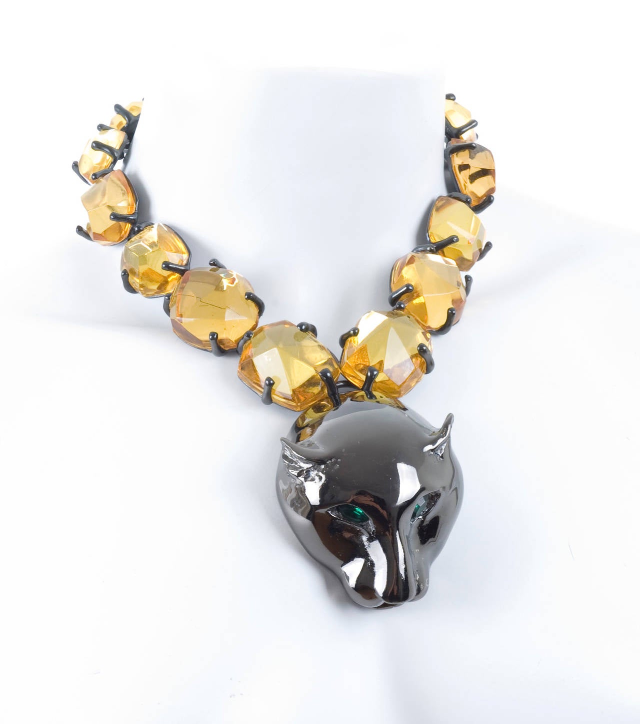 Women's Rare Vintage Yves Saint Laurent Leopard Necklace and Earrings For Sale