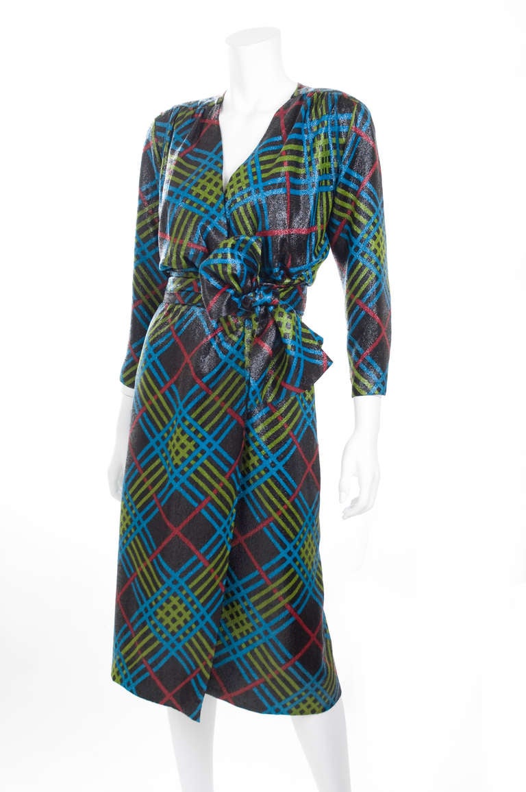 Women's 80's Yves Saint Laurent Wrap Cocktail Dress. For Sale